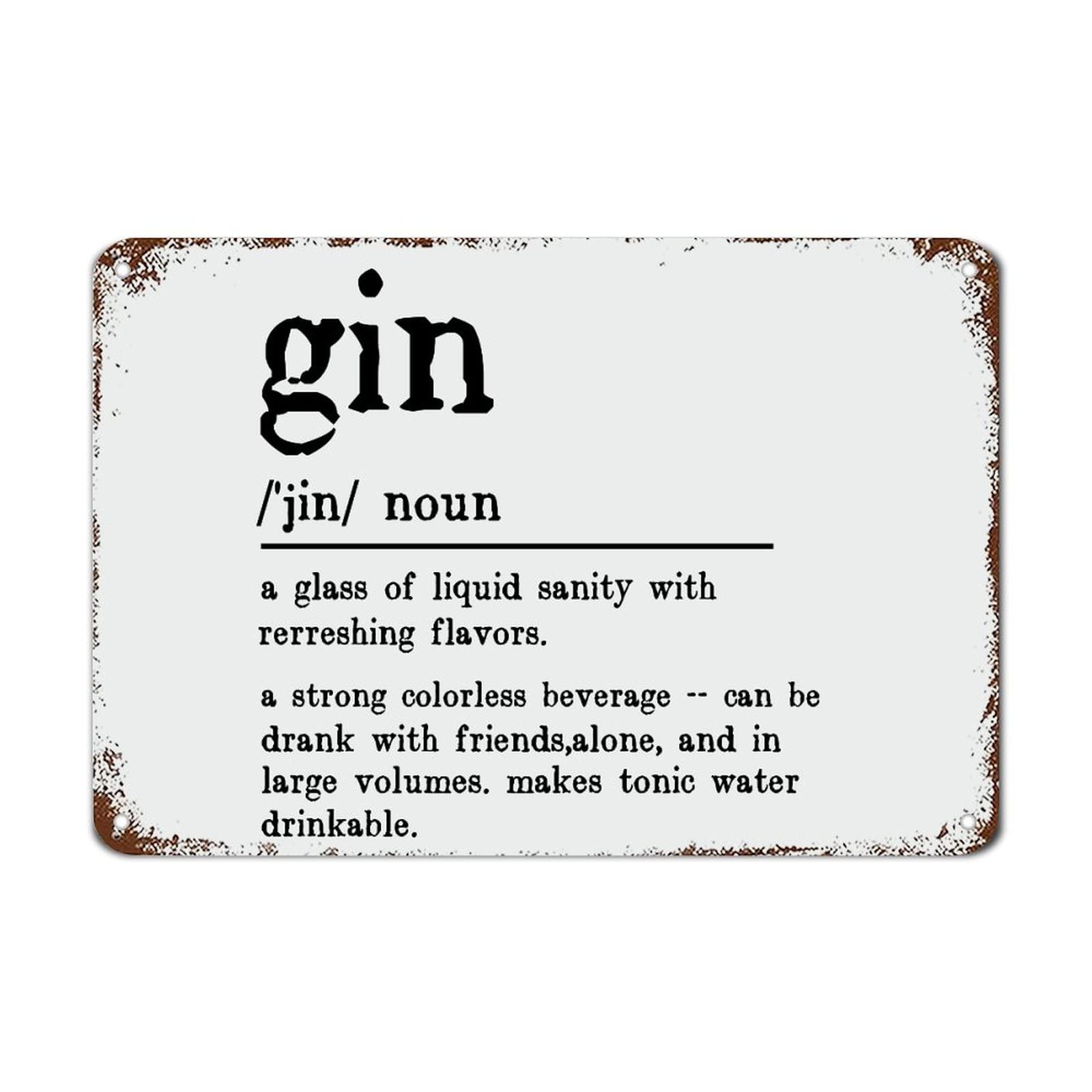 Viewkedt Tin 3231 Funny Gin Metal Sign Gin Definition Metal Tin Sign Gin Wine Lovers Metal Signs Rustic Wall Decor Metal Signs Vintage Funny Cafe Bar Garage Man Cave Yard Signs Home Decor 6X8 Inch