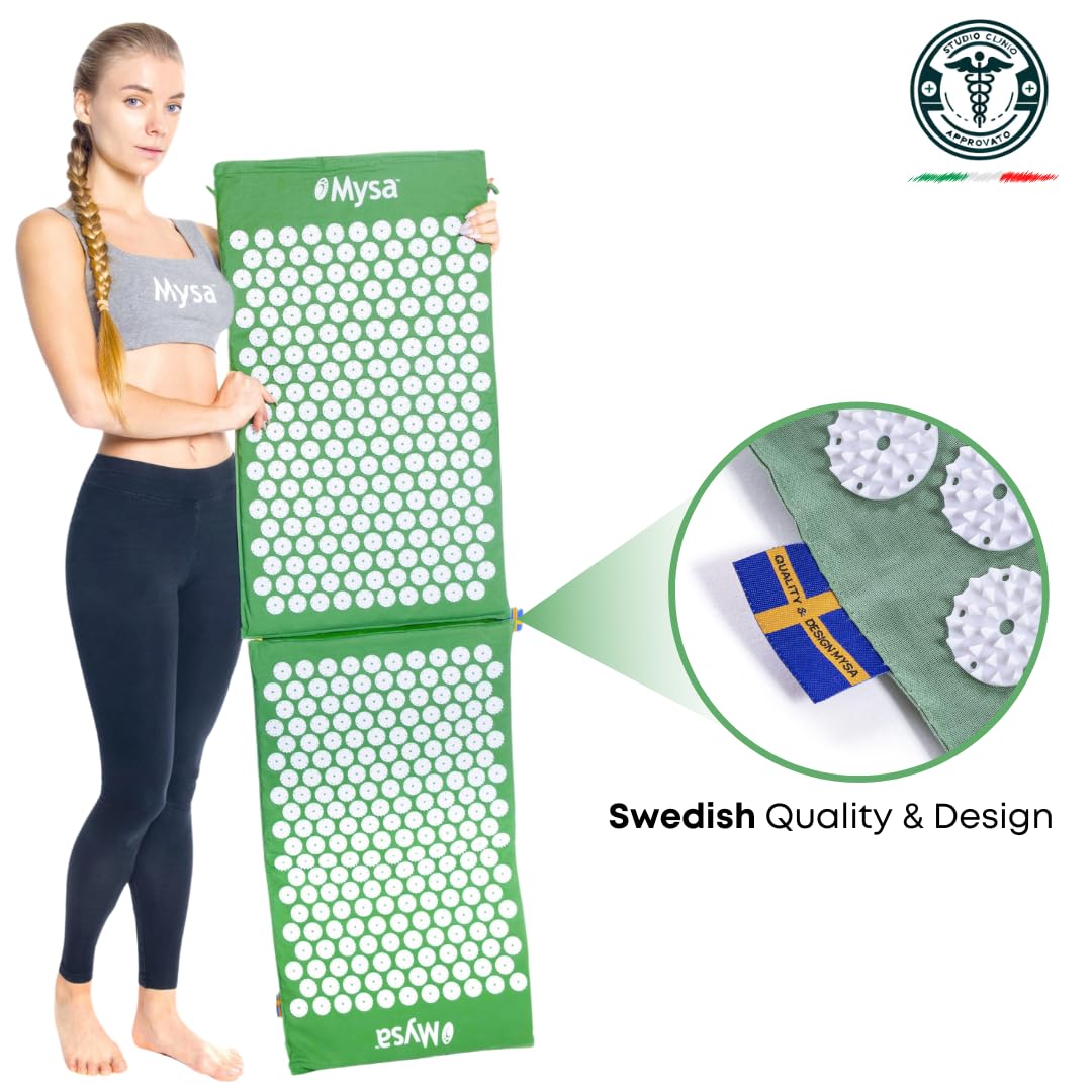 Original MYSA XXL: Il + Grande al Mondo: 150 CM! Tappetino AGOPRESSIONE X Tutto Il Corpo| Tutti I DISTURBI! L’Autentico Svedese Eco N#1 MEDRANK | DISP. Medico CE CLINICAM Testato! +5 SACCHE/Tutorial