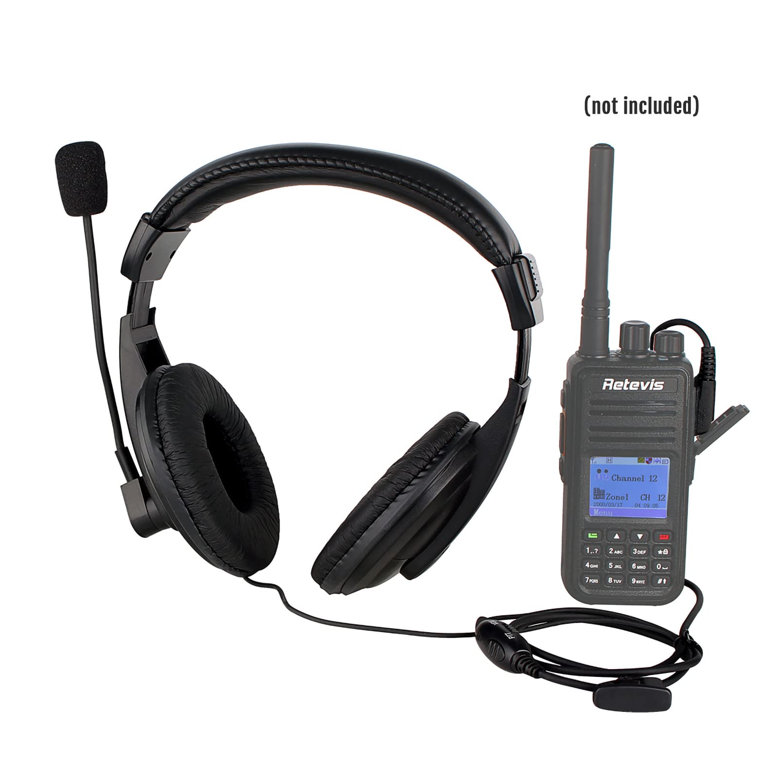 Retevis R114 Walkie Talkie Cuffia Cancellazione del Rumore VOX Overhead Auricolare 2 Pin Compatibile con RT24 RT27 RT15 RT21 Baofeng BF-888S UV-5R Kenwood