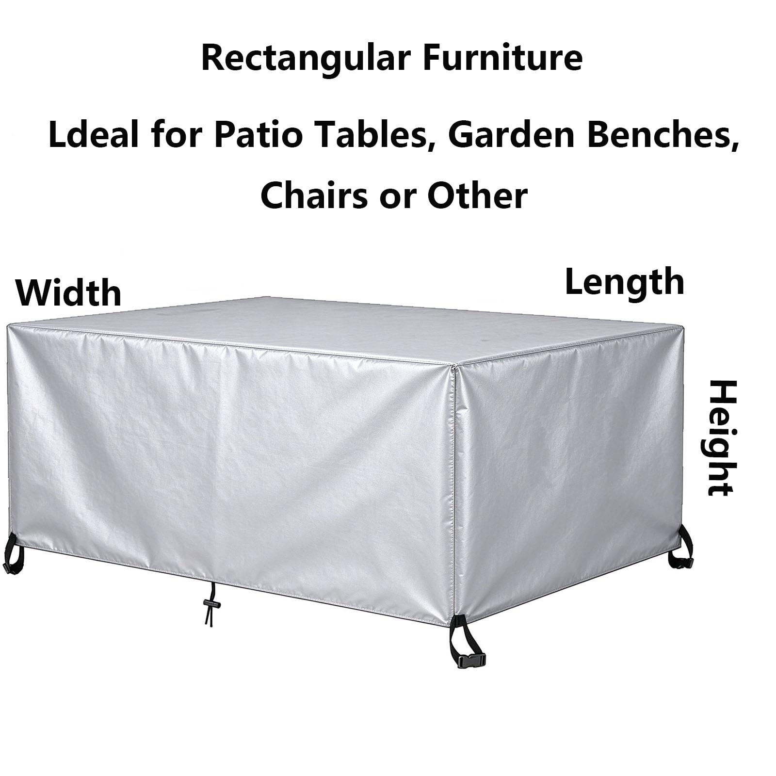 Housse Salon De Jardin Exterieur 200x160x115cm (LxWxH) 210D Tissu Oxford Anti-UV, Coupe-Vent, Bache Table ImperméAble Housse de Protection pour Meubles de Jardin pour Chaises Canapés