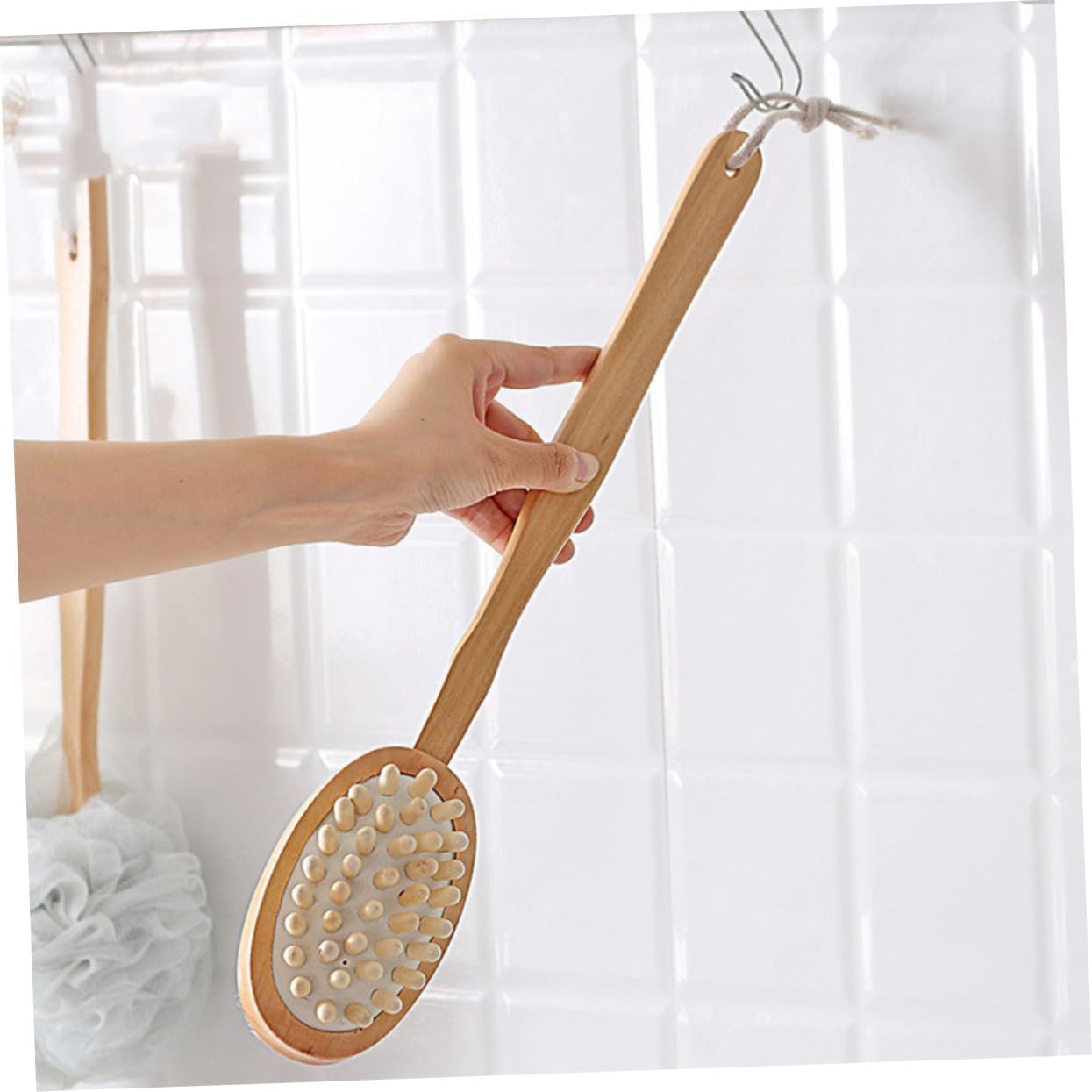 Long Handle Back Brush Exfoliating Shower Scrubber for Deep Cleaning Skin Massage Durable Bath Brush for Body Care Promotes Circulation Removes Oil