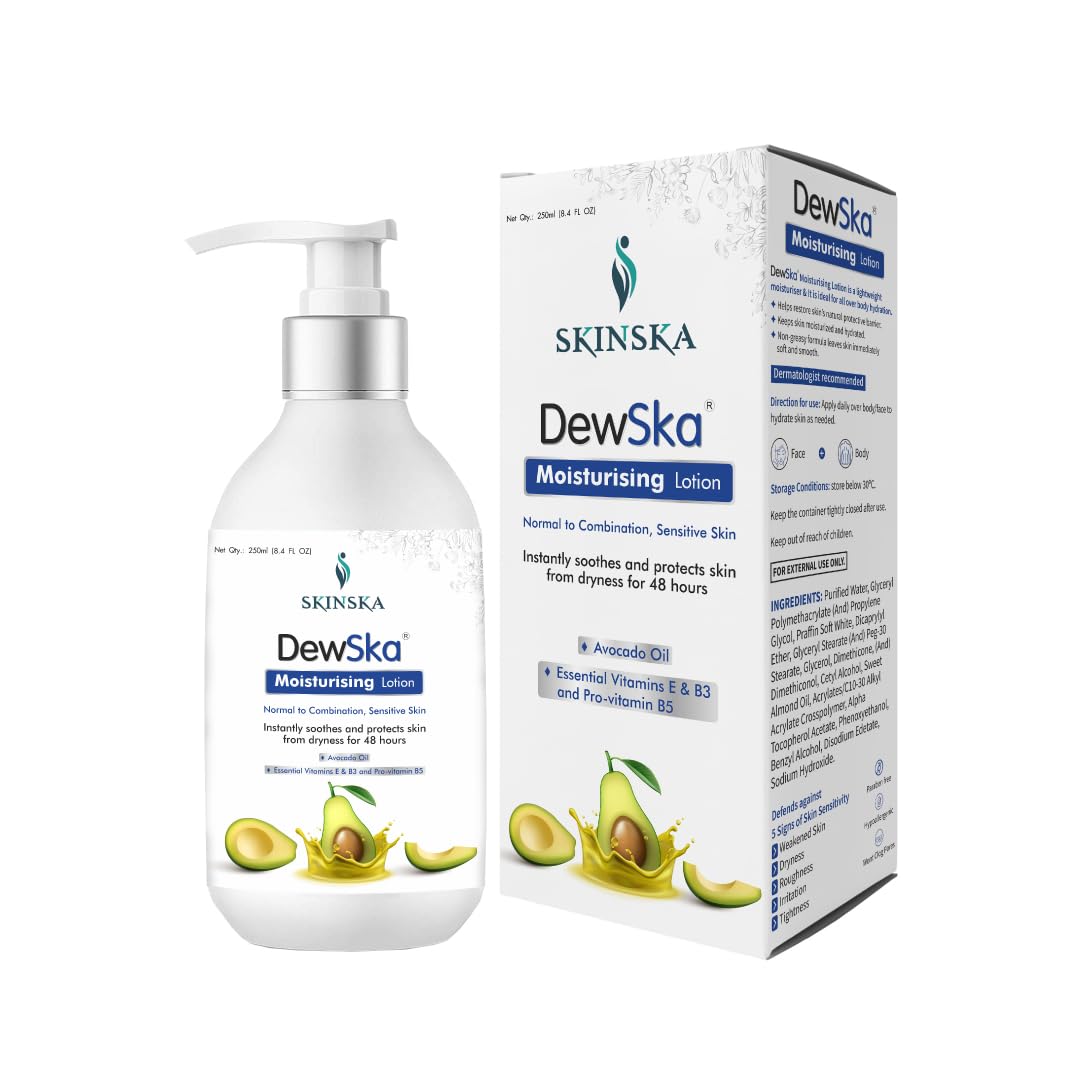 SKINSKA NATURALS Dewska Body Moisturiser with Avocado, Vitamin E, B3 and Provitamin B5, 48hrs Deep Moisturisation, Gentle - Image 2
