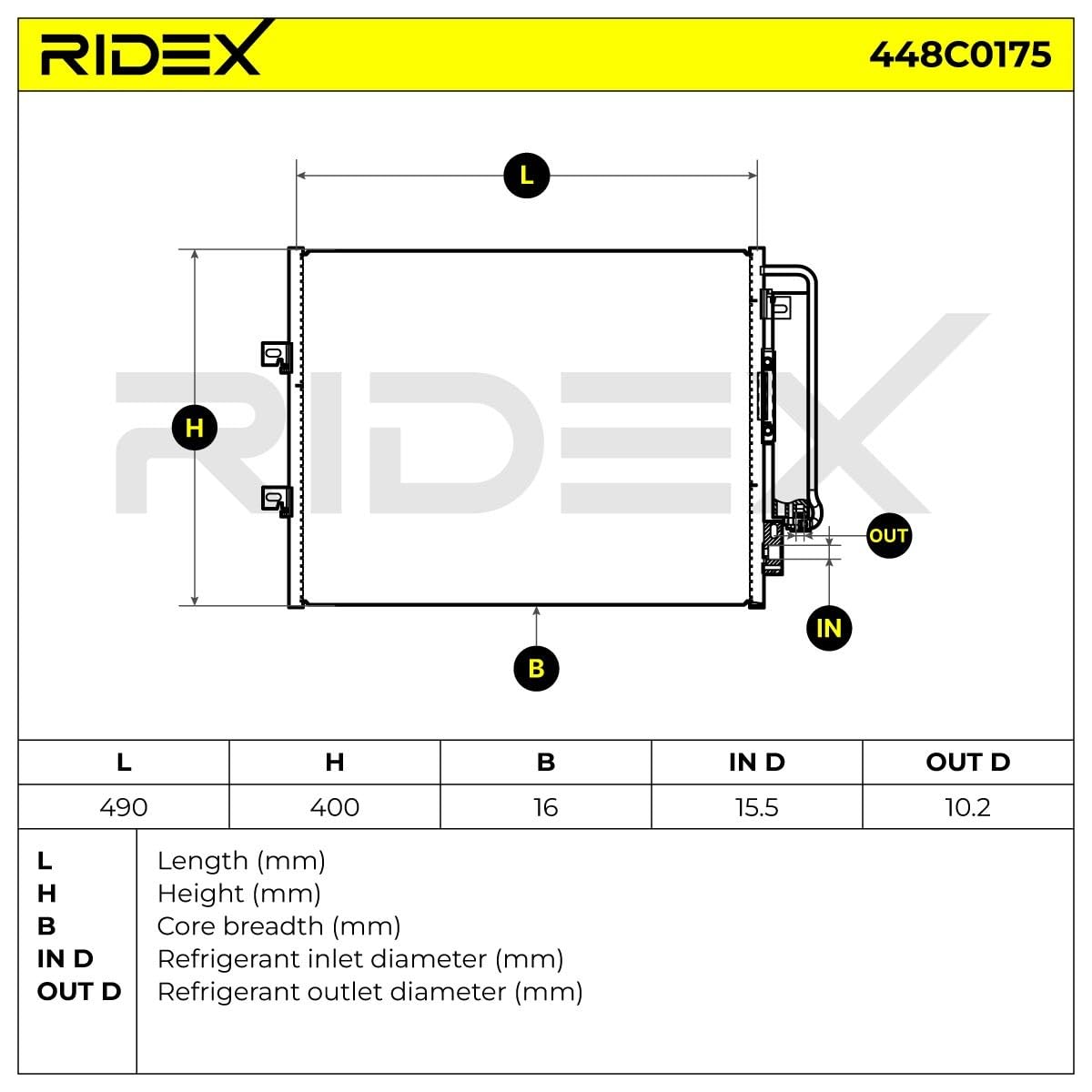 RIDEX 448C0175 Condensatore climatizzatore senza essiccatore Compatibilità con RENAULT Trafic 2 Furgonato FL