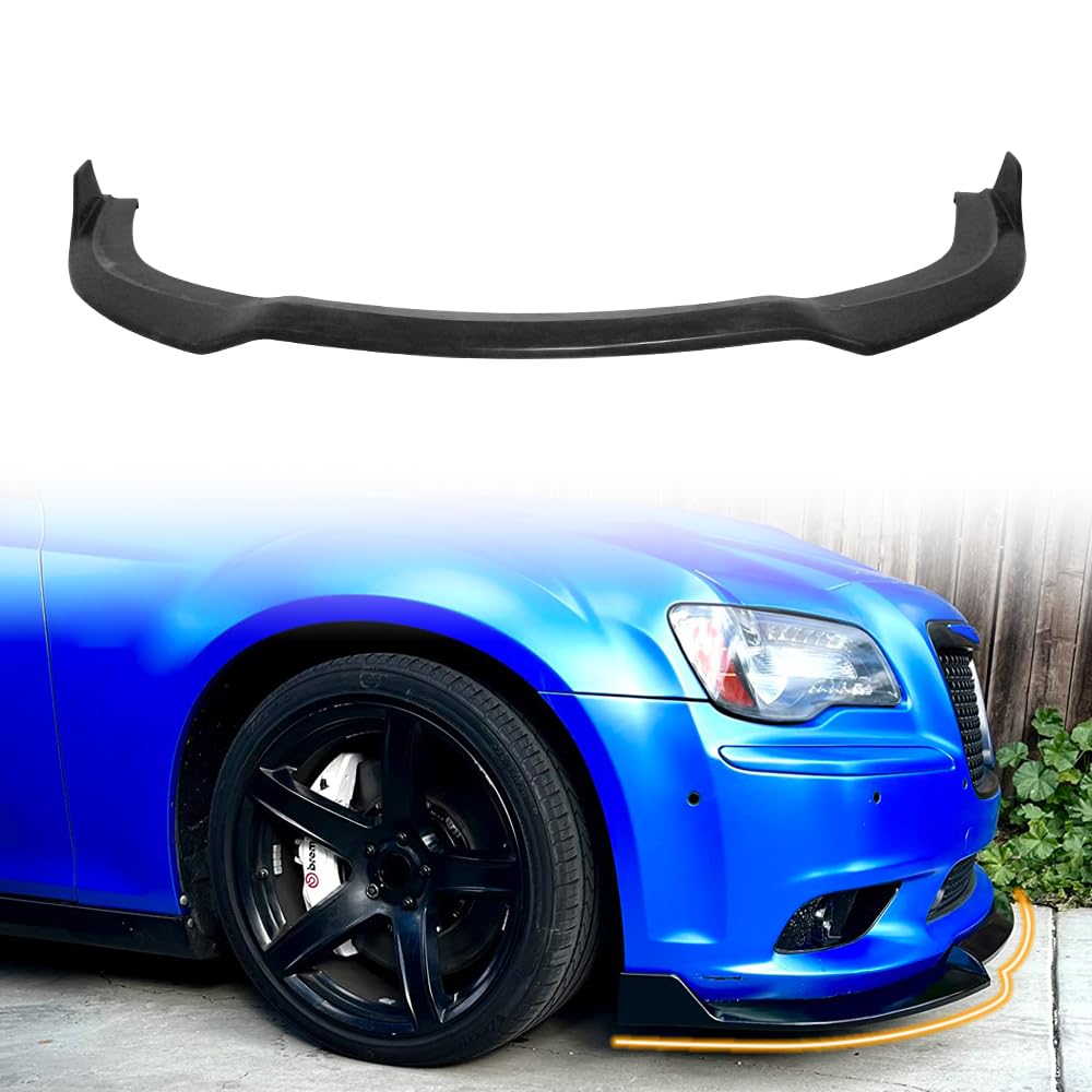 MODILOVER Front Bumper Lip Spoiler, Compatible with 2012-2014 Chrysler 300 SRT8, PU Black Ikon Style Add-on Front Splitter Air Dam Chin Protector
