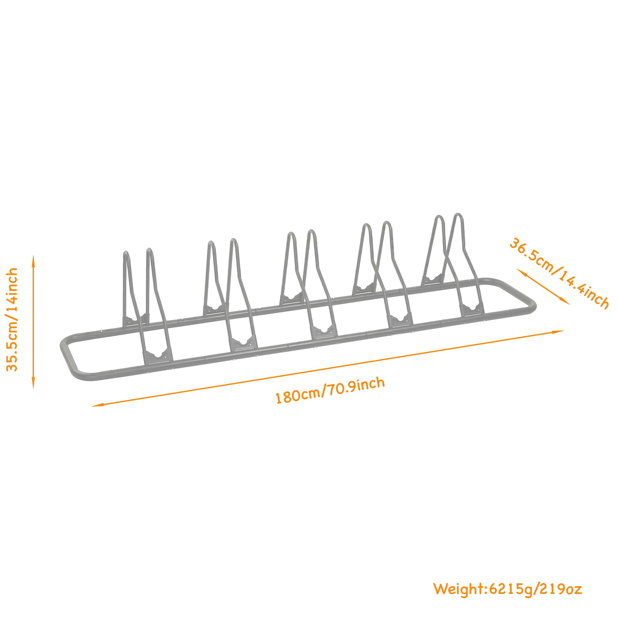 CyclingDeal Bike Rack Floor Parking Bike Stand for up to 6 Bicycles | Indoor, Home & Garage Storage Rack | Stable & Secure Bicycle Stand w/Tire Grooves Up to 29", Holding Plates & Custom Spacing