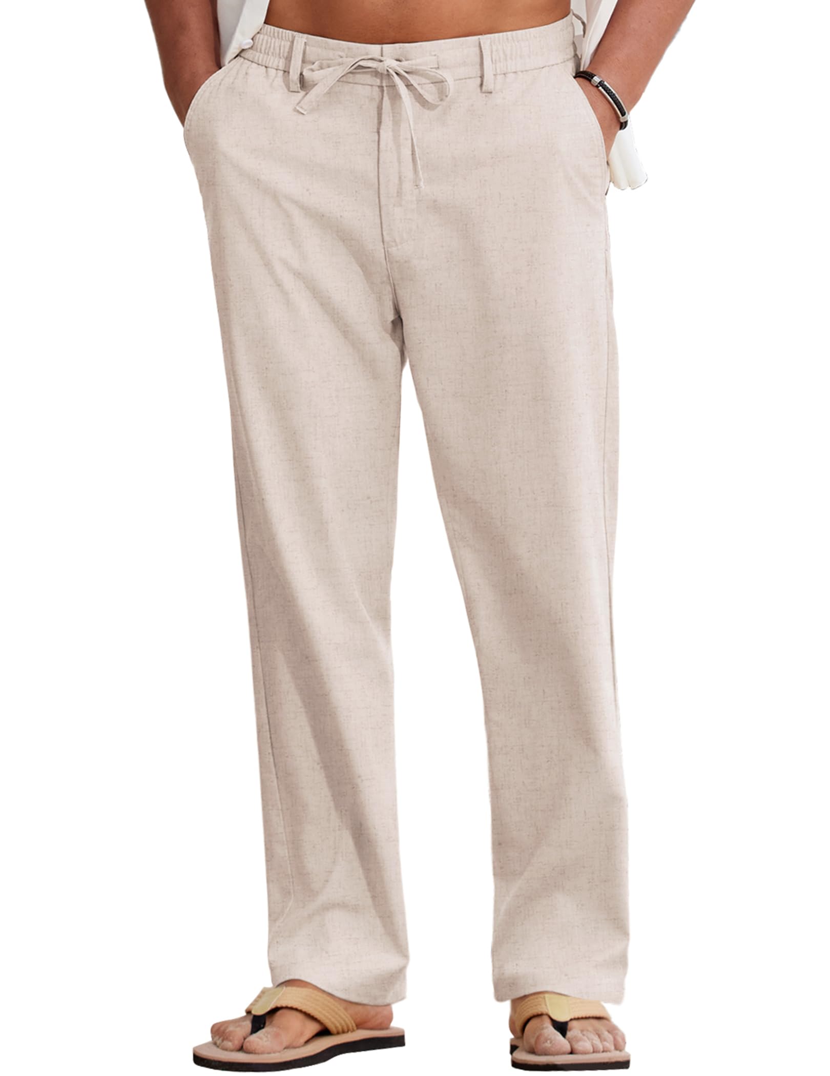 COOFANDY Mens Cotton Linen Pants