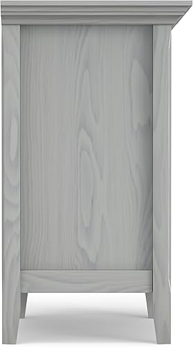 Miniatura 3 de SIMPLIHOME Amherst Mesita de noche tradicional de madera maciza de 24 pulgadas de ancho, color gris niebla, para sala de estar y dormitorio