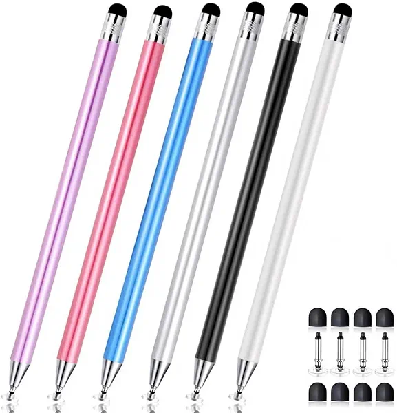 FIRCRE 2-in-1 Stylus Pen for Touch Screen,Stylists pens for iPhone iPod Samsung Android Smartphone and Tablets,Compatible All Touch Screens (6X Multicolor)
