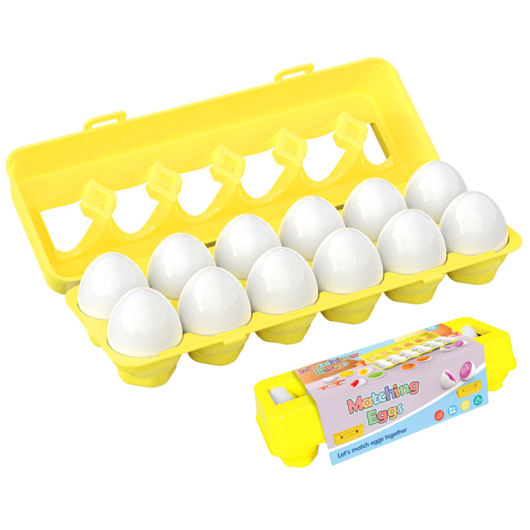 Huevos combinados de 12 piezas/set huevos de pascua juguetes de huevo educativos para habilidades de reconocimiento de color de color niño preescolar regalo de juguete regalo para bebés 1-3, juguetes