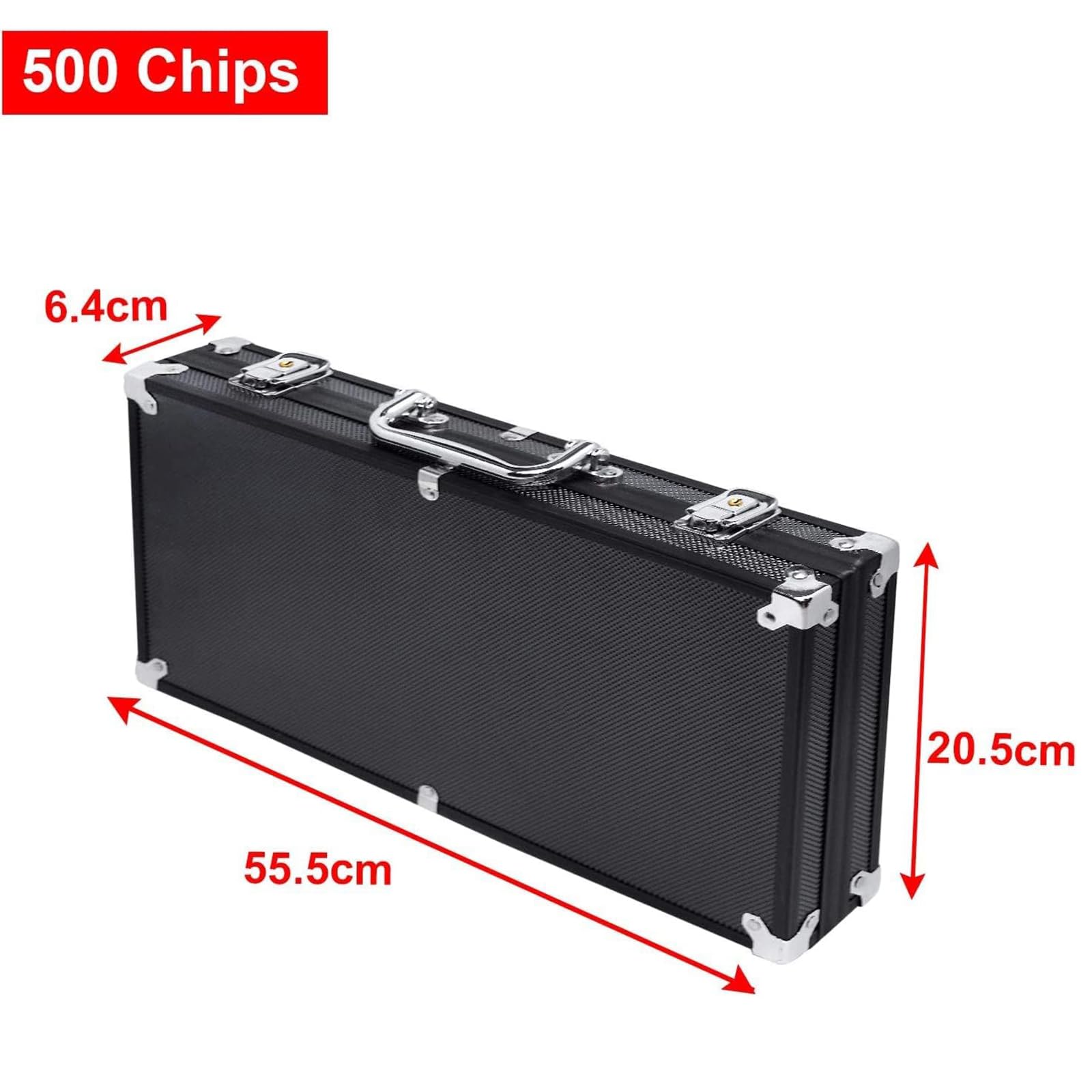 Aufun Pokerkoffer 500 Chips Laser Pokerchips 12 Gramm Metallkern, inkl. 2X Pokerdecks, 5X Würfel, Dealer Button, Big Blind, Little Blind, Poker-Set mit Schwarz Aluminium Gehäuse mit 2 Schlüssel