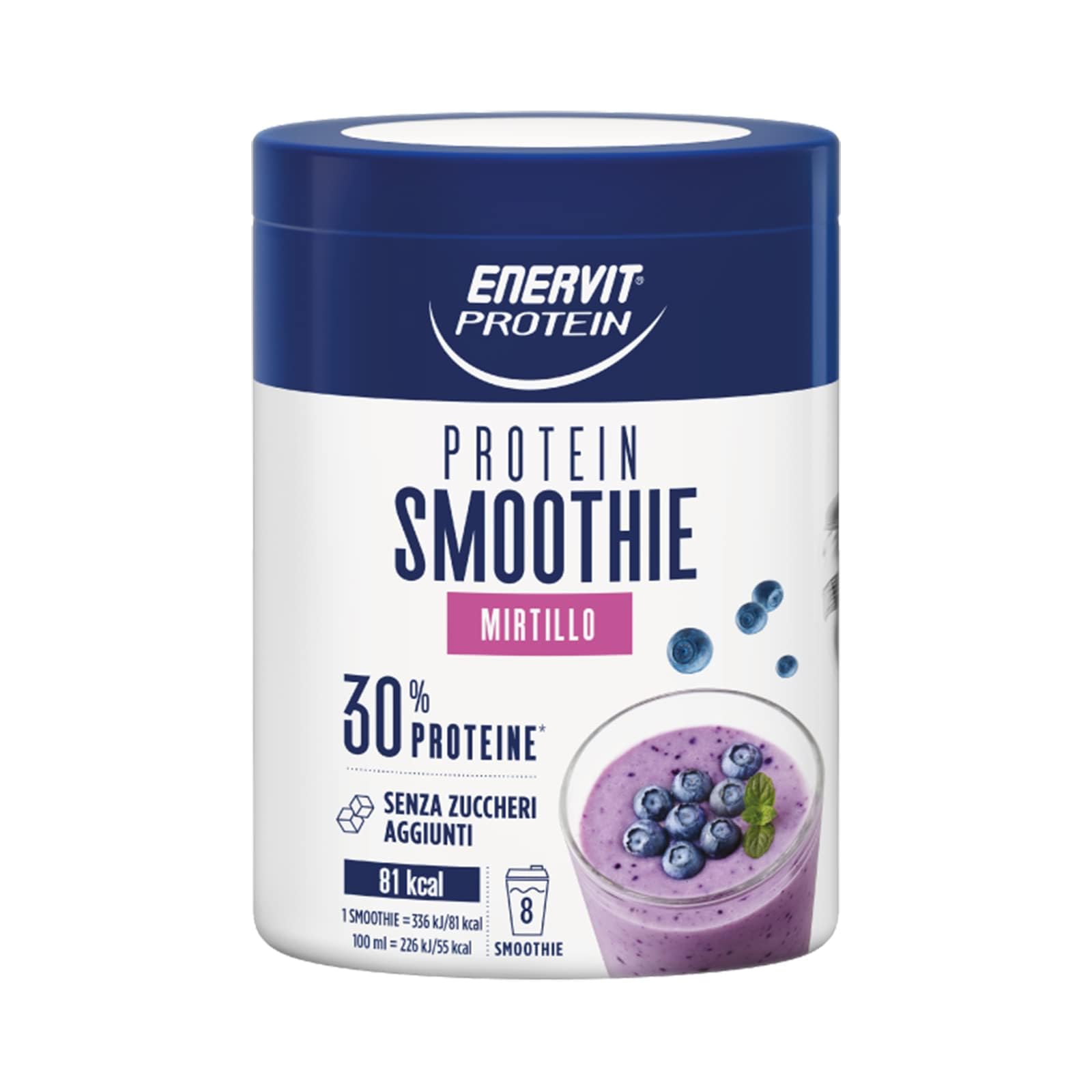 Enervit Protein, Smoothie al Mirtillo, 30% di Proteine, Senza Zuccheri Aggiunti, Per una Pausa Fresca e Proteica, Senza Grassi, 1 Smoothie = 81 kcal, Gusto Mirtillo, VeganOK, Barattolo da 320g