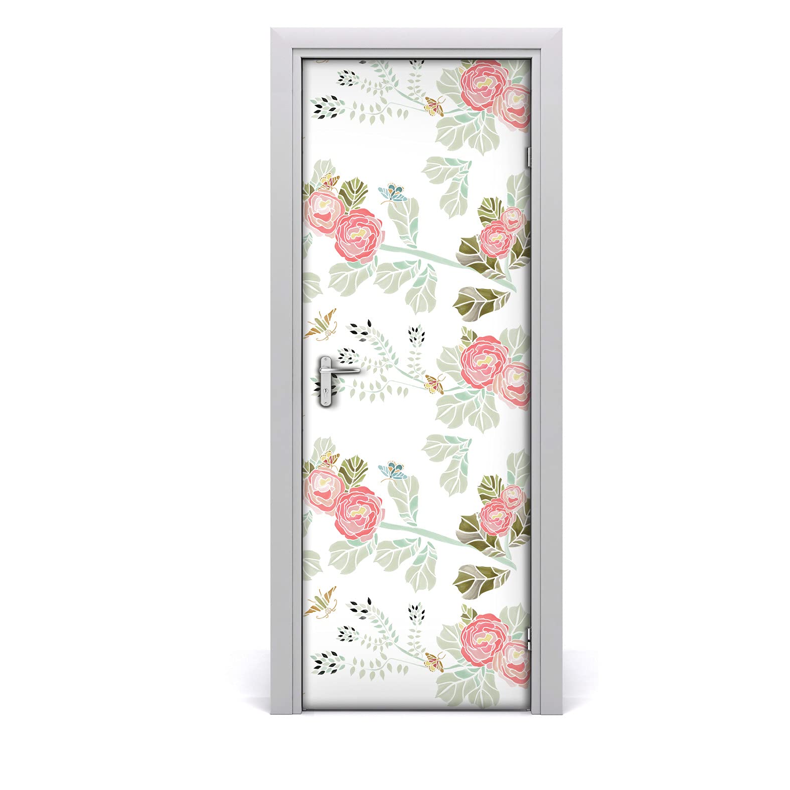Papier peint sur la porte floral pour créer un coin de nature dans votre chambre