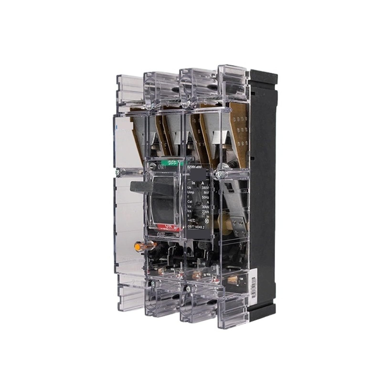 Interruptor disyuntor DZ20Y de caja transparente 3P 63A que permite inspección visual interna 2