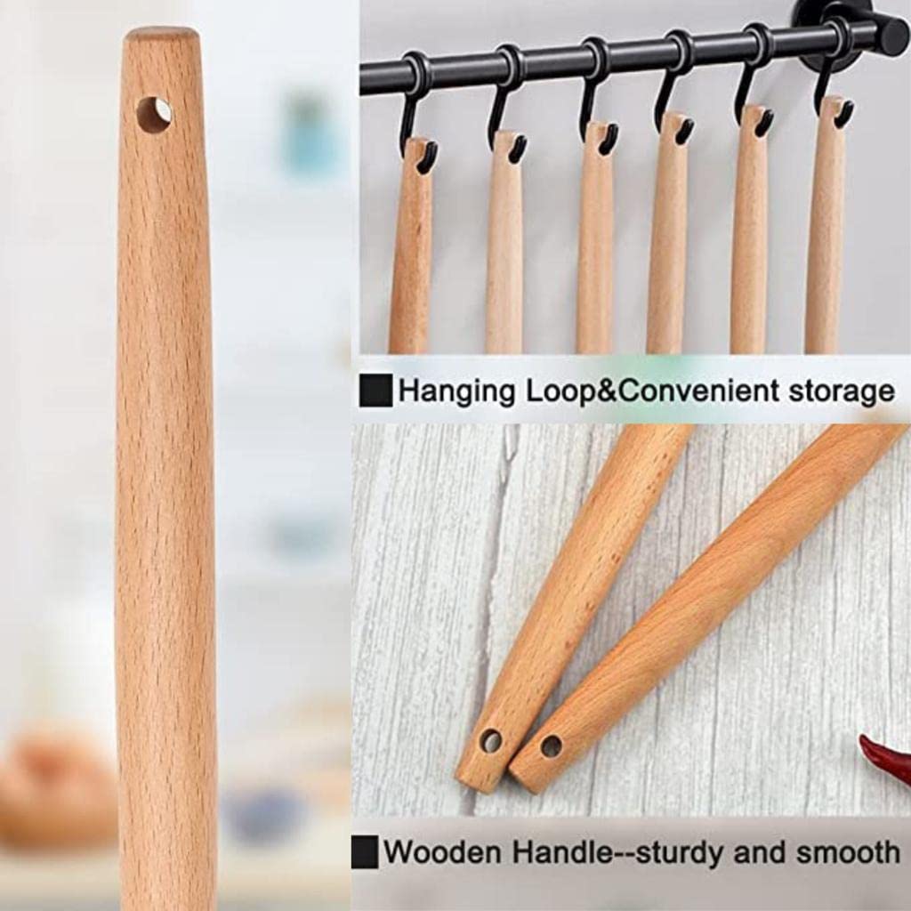 AHASON'S Set di utensili da cucina in silicone resistenti al calore da 230 °C a 230 °C, pinza, cucchiaio, spatola, pennello, frusta con supporto, utensili da cucina, set di utensili da cucina