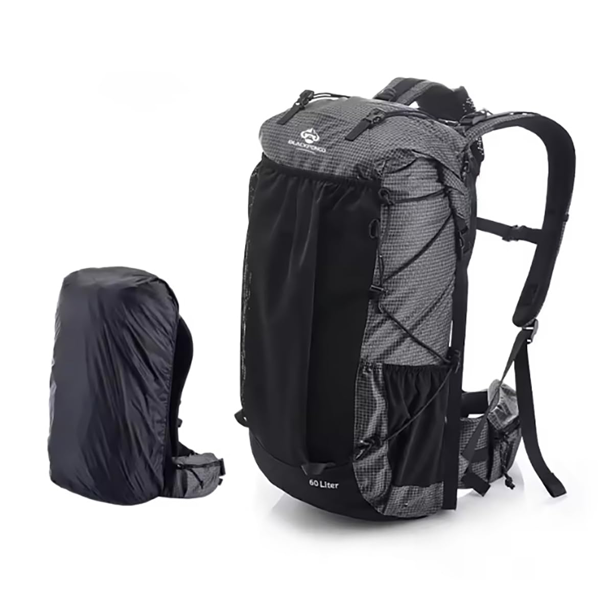 Blackpongo 45/65L Internal Frame Hiking Backpack for Outdoor Camping Travel Backpacking, Ultralight Backpack for Adults ((60+5) L Black, (60+5) L