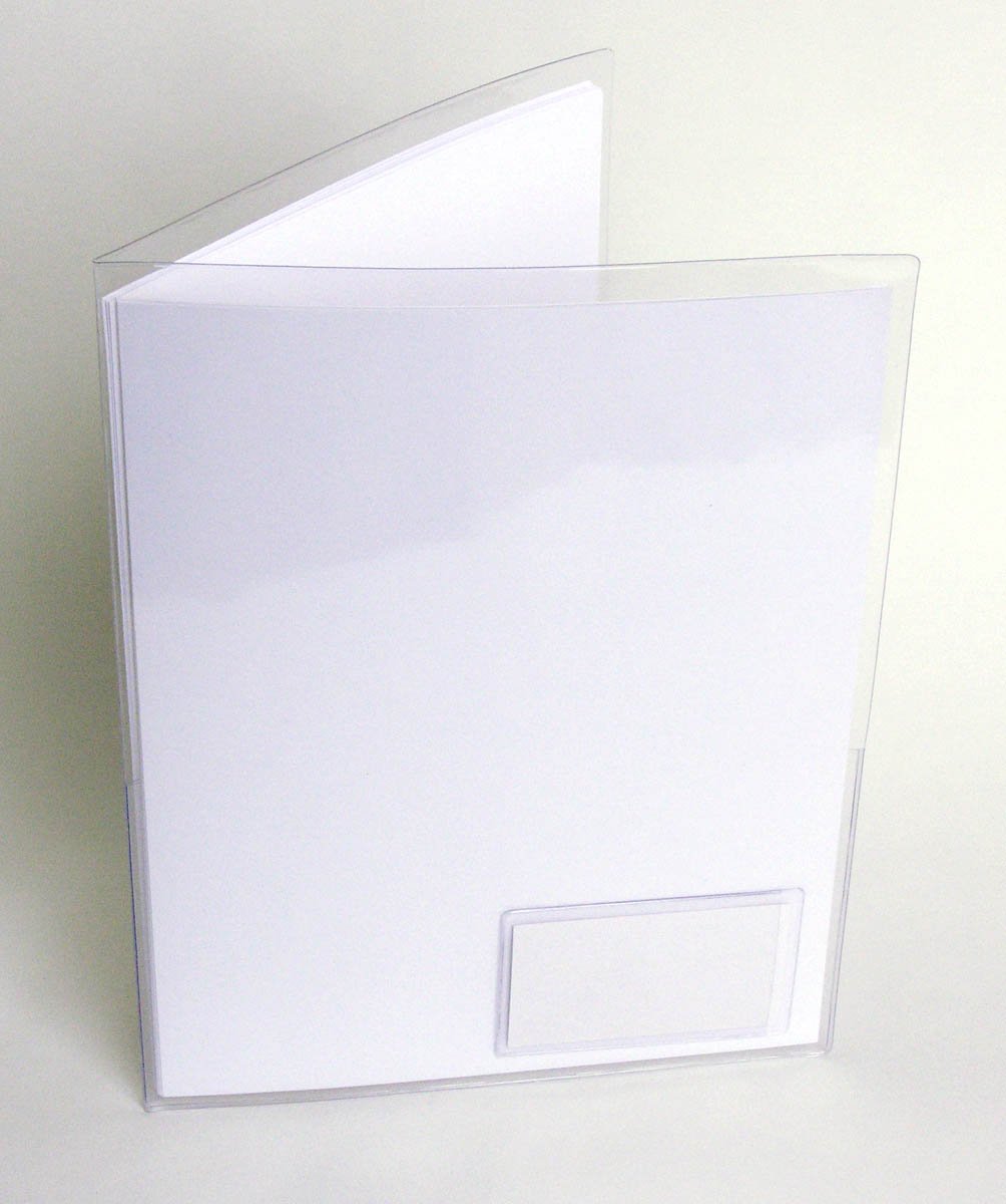 StoreSMART® - Clear Plastic Folder with 2 Pockets - with Business Card Holder on Front - 50-Pack - 9" x 11.75" - P222FR50