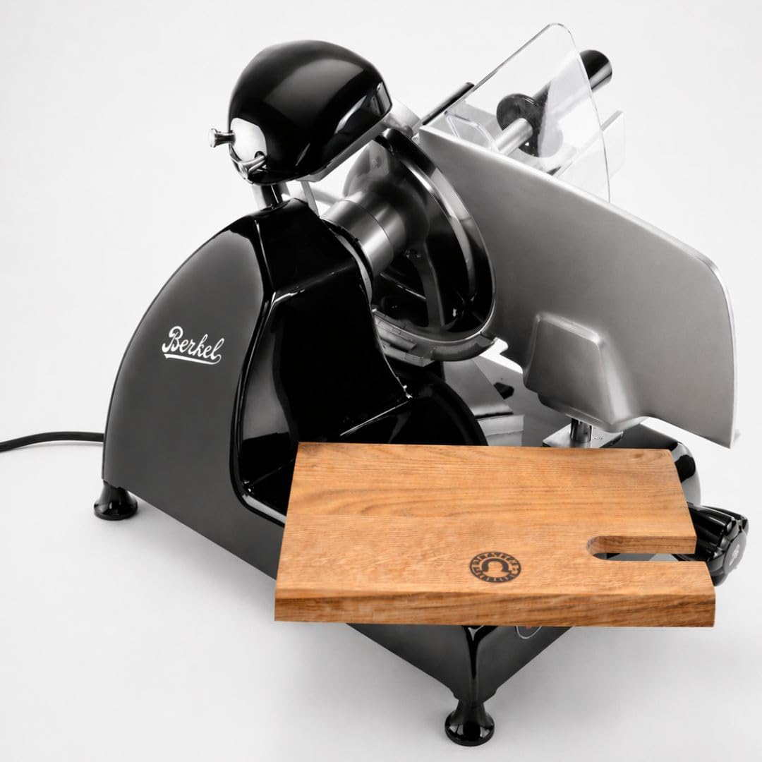 Palatina Werkstatt ® Berkel Red Line 250 - Trancheuse professionnelle - Modèle 2022 - Noir - Avec ponceuse intégrée - Planche en bois de fût fabriquée à la main