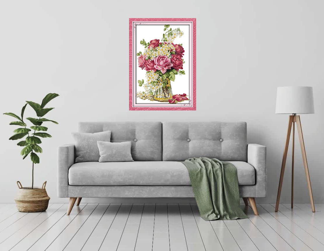 Amiiba Kit De Démarrage De Broderie Avec Motif Floral Bleu Marine