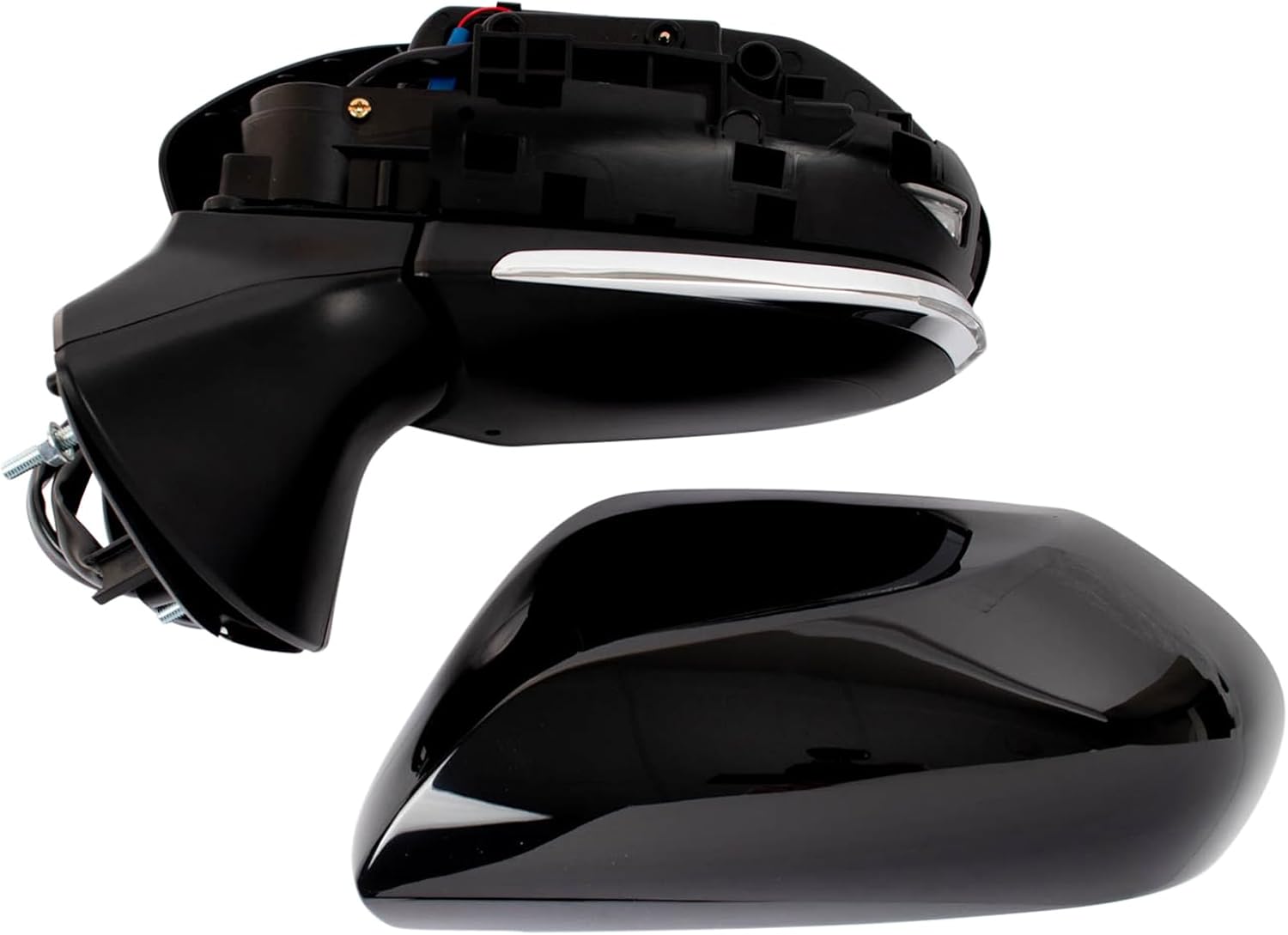 TRQ Driver Side Mirror Assembly Power Heated Turn Signal Blind Spot Smooth Black Paint to Match Compatible with 2019-2021 Toyota Avalon