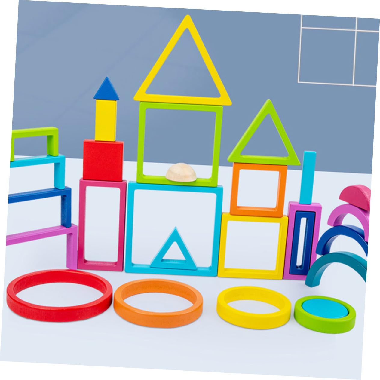 ORFOFE Juguetes Educativos de Construcción para Bloques de Colores Grandes Cognitivo de para Bebés y Pequeños Desarrollo Motriz y Creatividad Seguro y Duradero para Aprendizaje Temprano