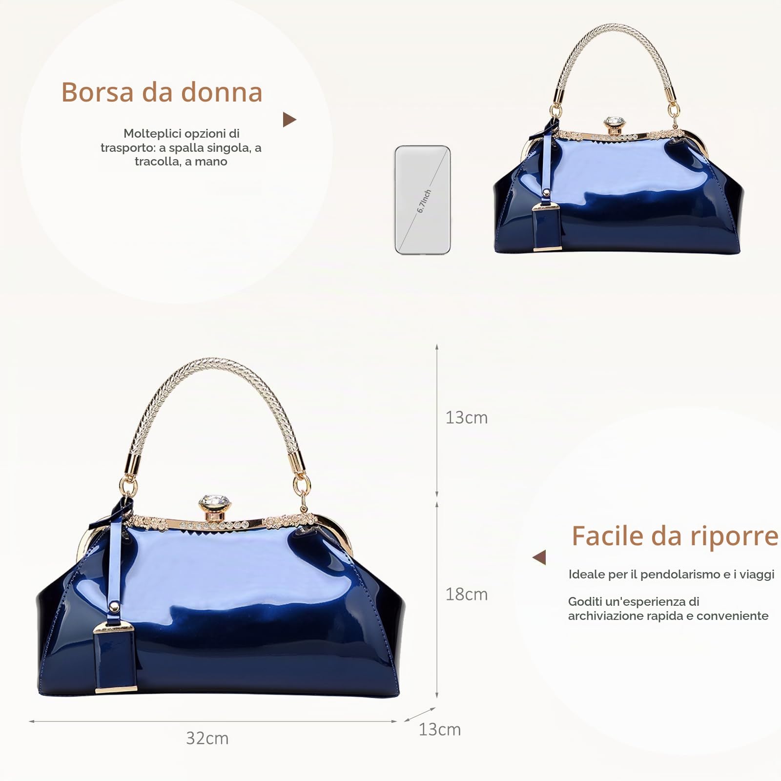NICOLE & DORIS Donna Borse Borsa a Spalla Borse a catena trapuntata per donna borse a tracolla di lusso in pelle PU
