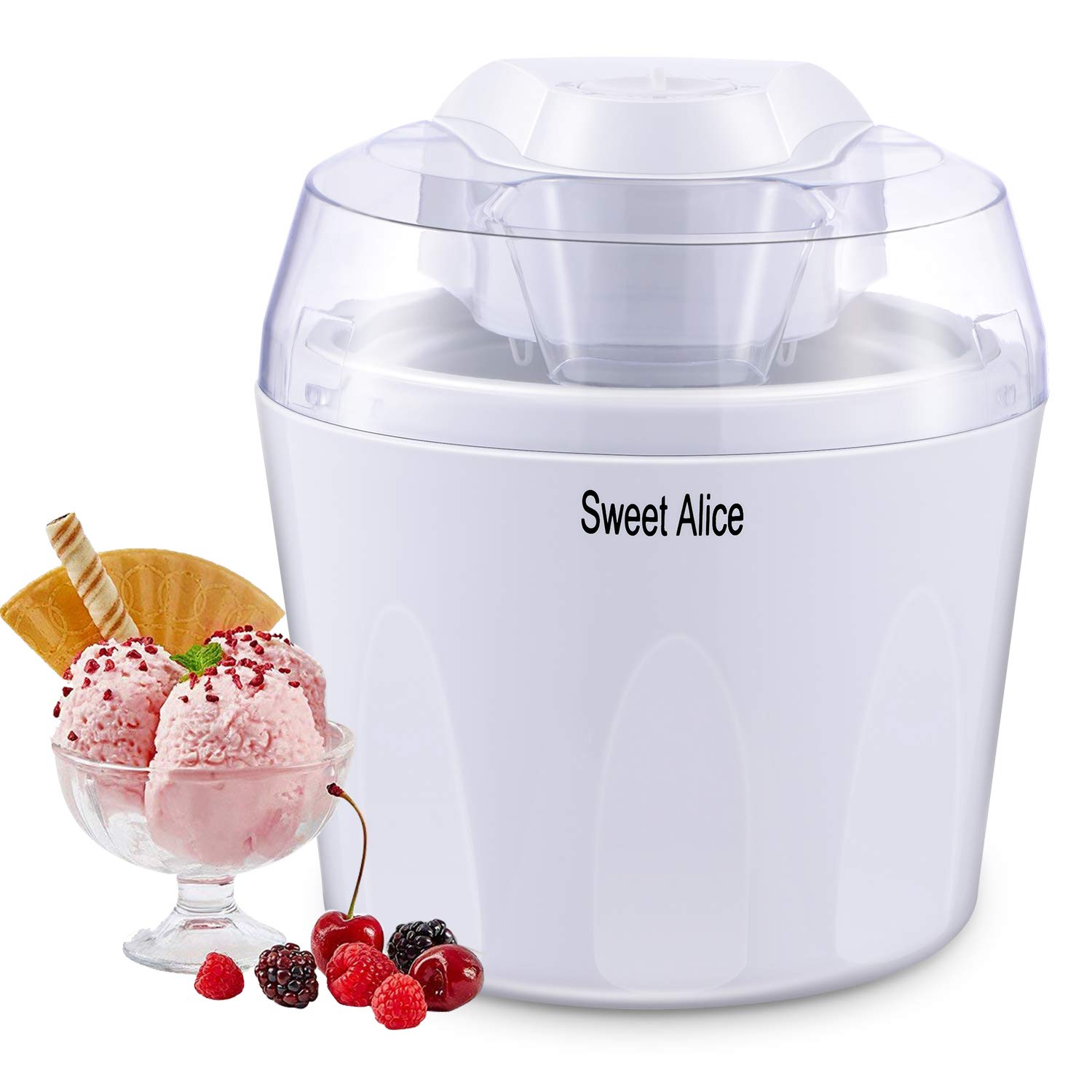Ice Cream Maker, BPA-free 1.5L Ice Cream Machine Gelato Maker Frozen Yogurt Sorbet with Mixing Paddle and Auto Shut-off Timer