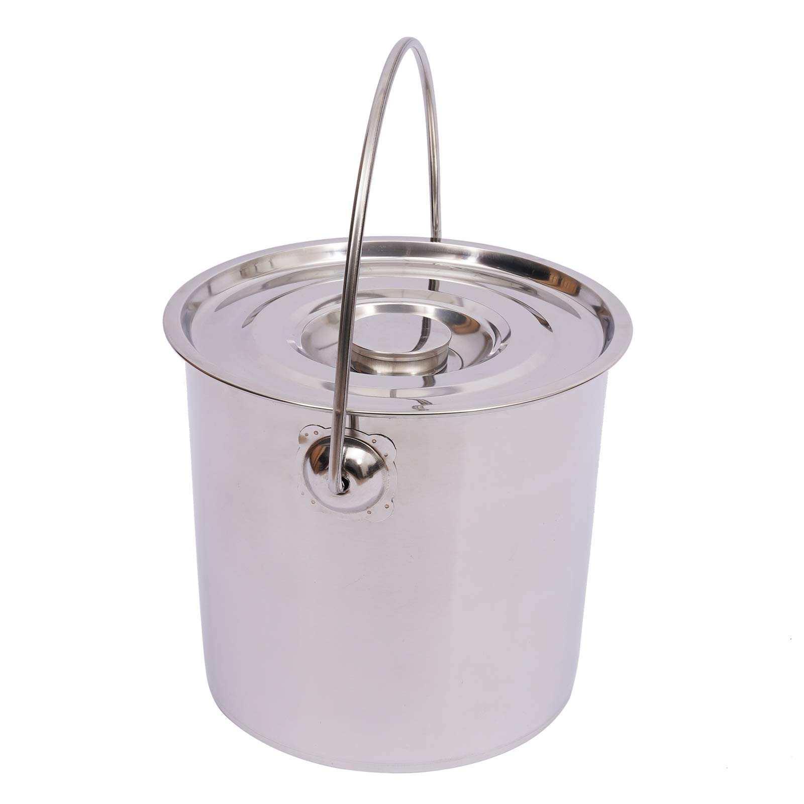 Cubo de acero inoxidable, cubo de acero inoxidable, cubo de cocina, cubo industrial, cubo de cocina, cubo de leche, con tapa, ranuras antideslizantes, para cocinar, almacenar, rellenar, 12 L