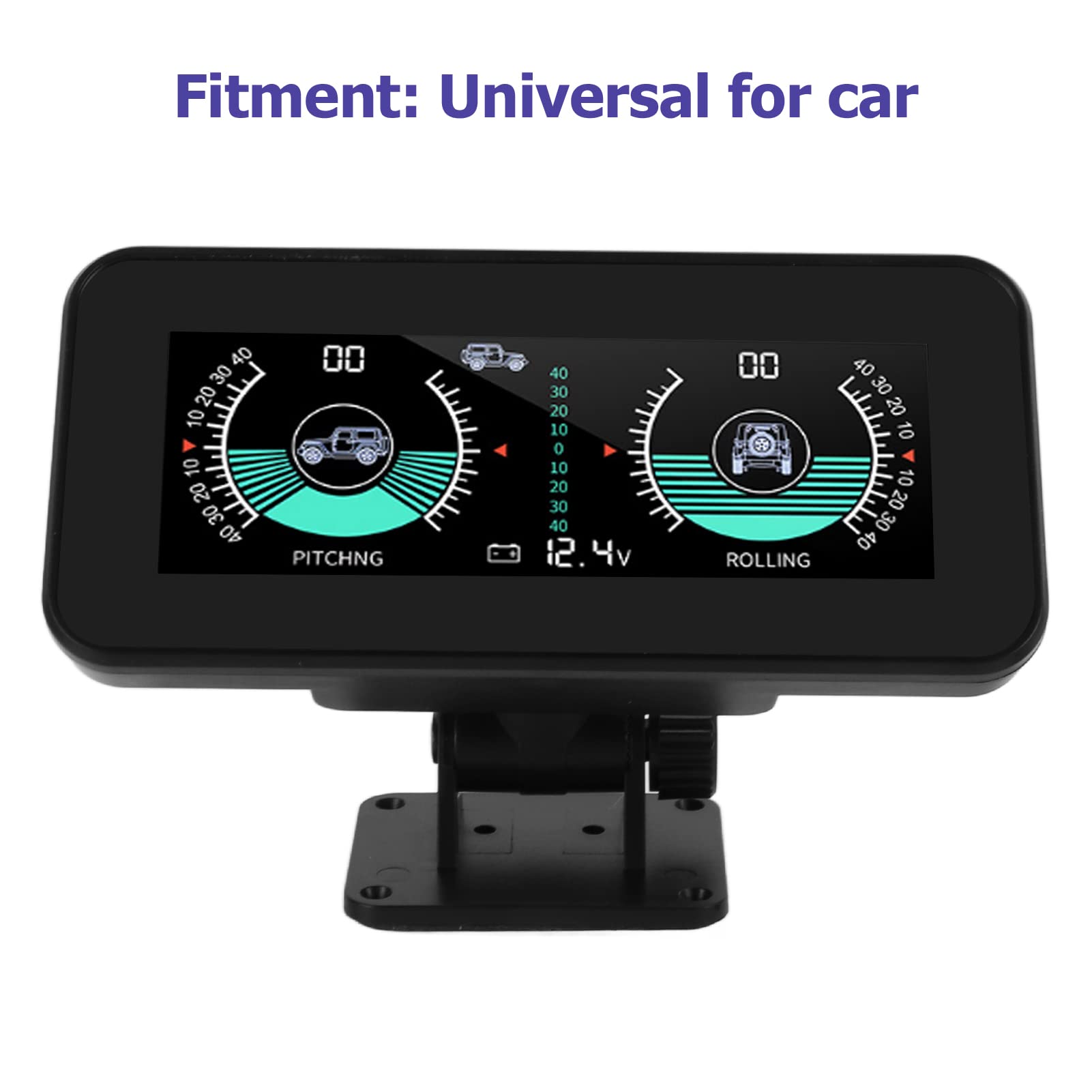 AMONIDA Inclinometro Digitale per Auto DC11.5V-30V Universale HUD Alta Risoluzione Nero