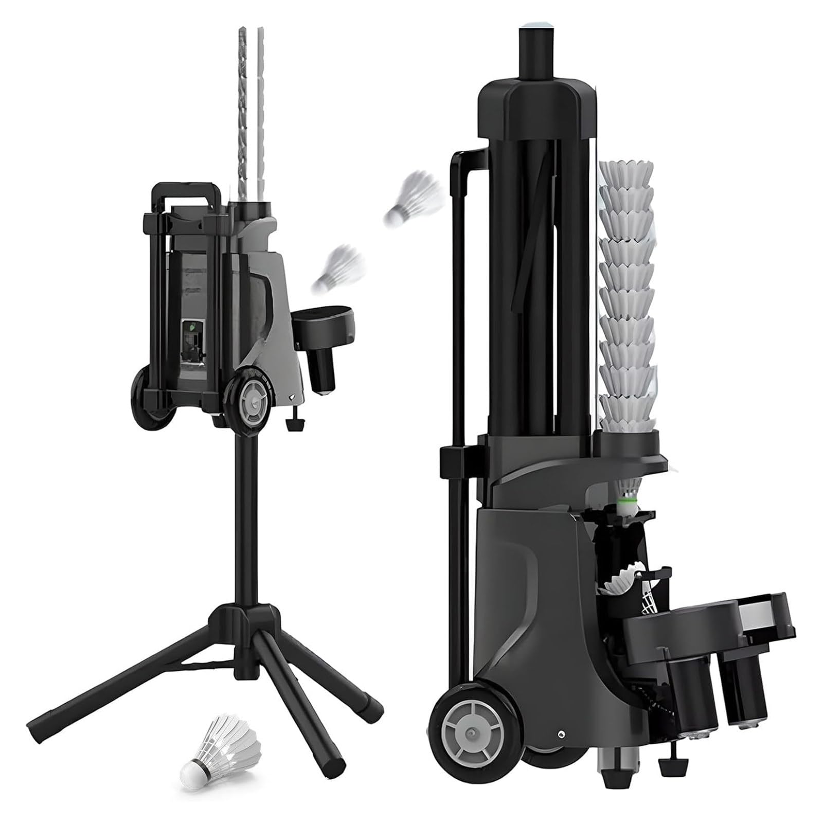 Eastnmythet Automatic Badminton Serve Machine, Wheeled Badminton Pitching Training Machine with Smart APP Control, Adjustable Height, 52 Balls Capacity