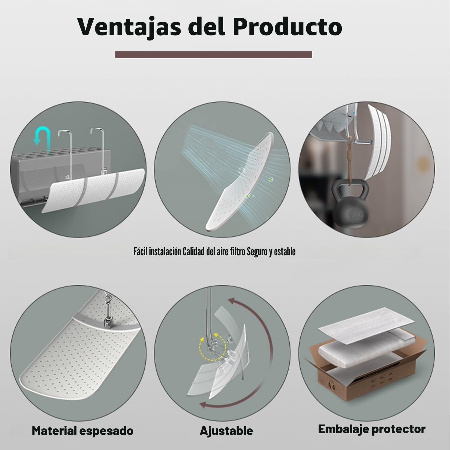 Universal Deflector Aire Acondicionado, Deflector de Viento de Aire Acondicionado Deflector retráctil de Salida del, Aire Acondicionado Anti-soplado Directo (Blanco)