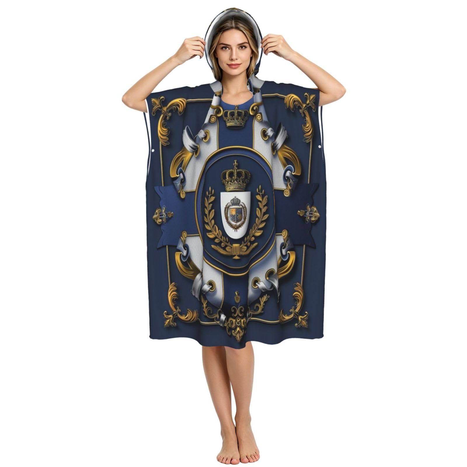 Poncho de plage à capuche pour adulte Motif drapeau de la Sarre 109 x 89 cm