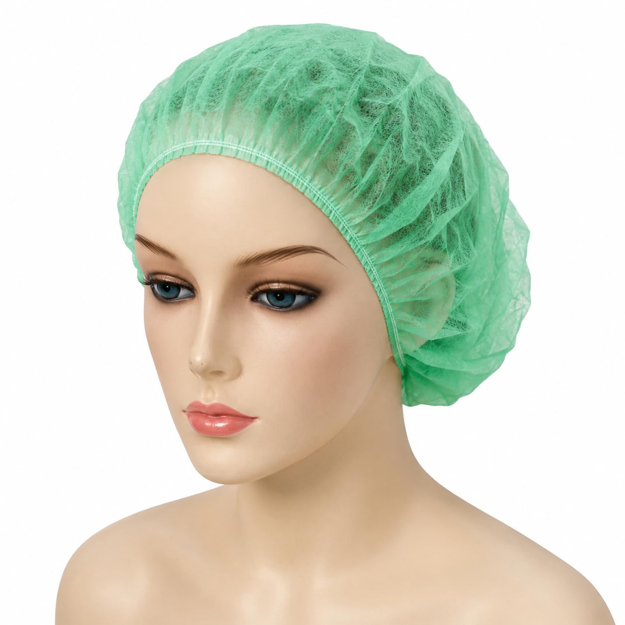 Gorros Circulares Desechables 53 cm de Polipropileno PP | Ajuste Elástico Perimetral | Hipoalergénicos para Industria Alimentaria, Sanitaria y Laboratorios | Caja 1000 Unidades (Verde)