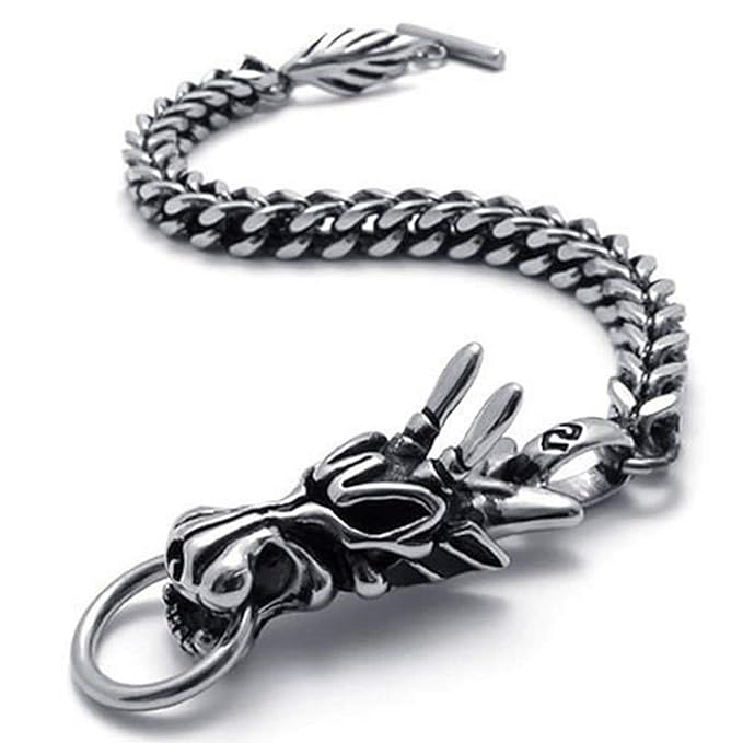 Men's Jewelry Bracelet Stainless Steel Dragon Biker Black Silver X6I9 I6S3 H2G5