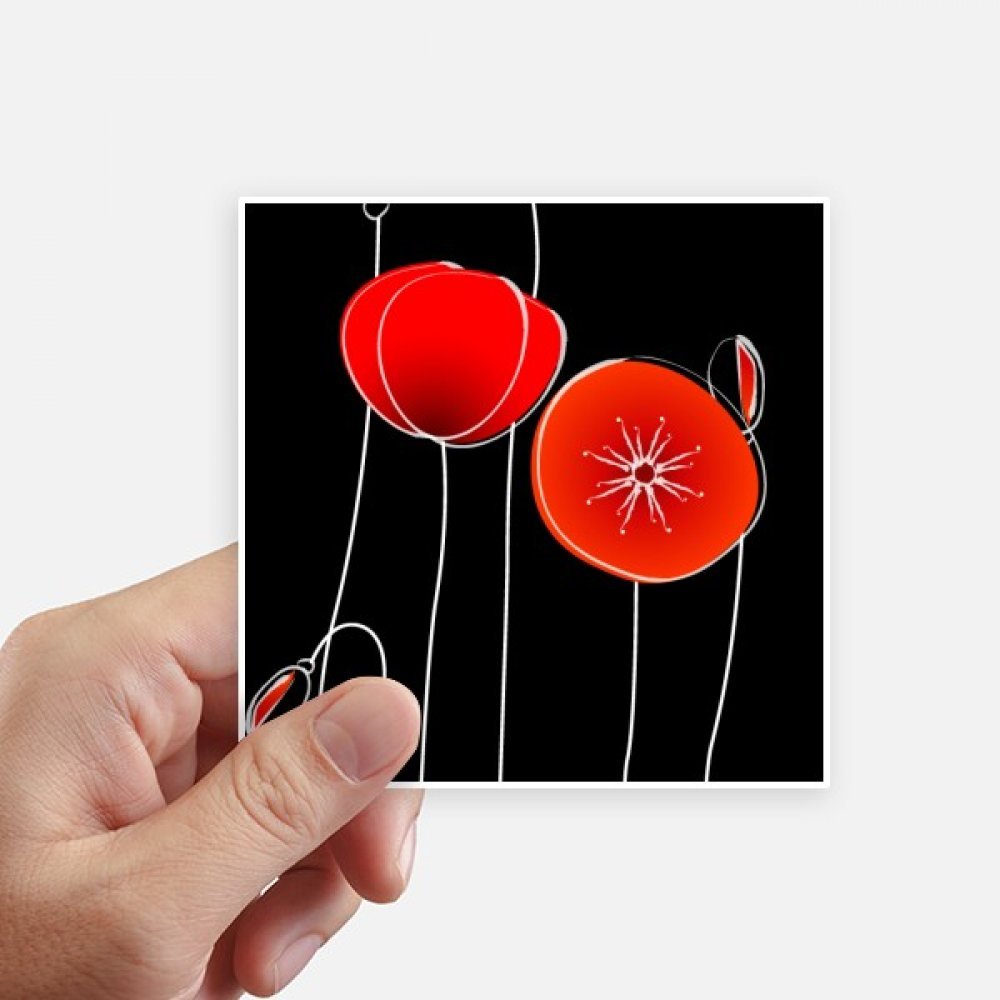 Sticker pavot rouge DIYthinker autocollant carré pour mur moto et ordi 10cm