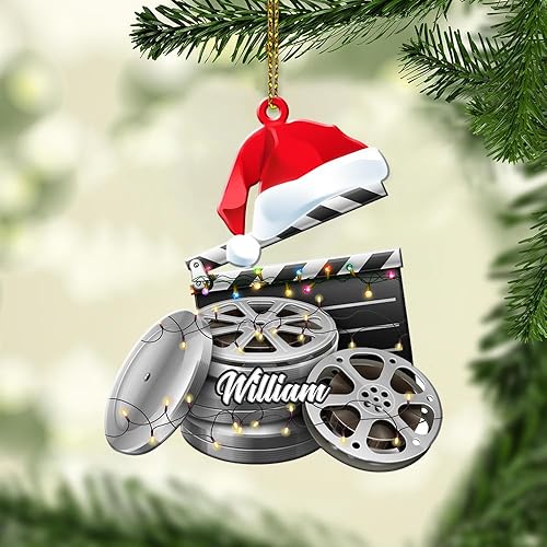 Vista 6 de Nombre personalizado Director Cine Silla Adorno de Navidad Adorno de Director de Cine Clapboard Adorno de Navidad Peluchilla Adorno de Teatro 159