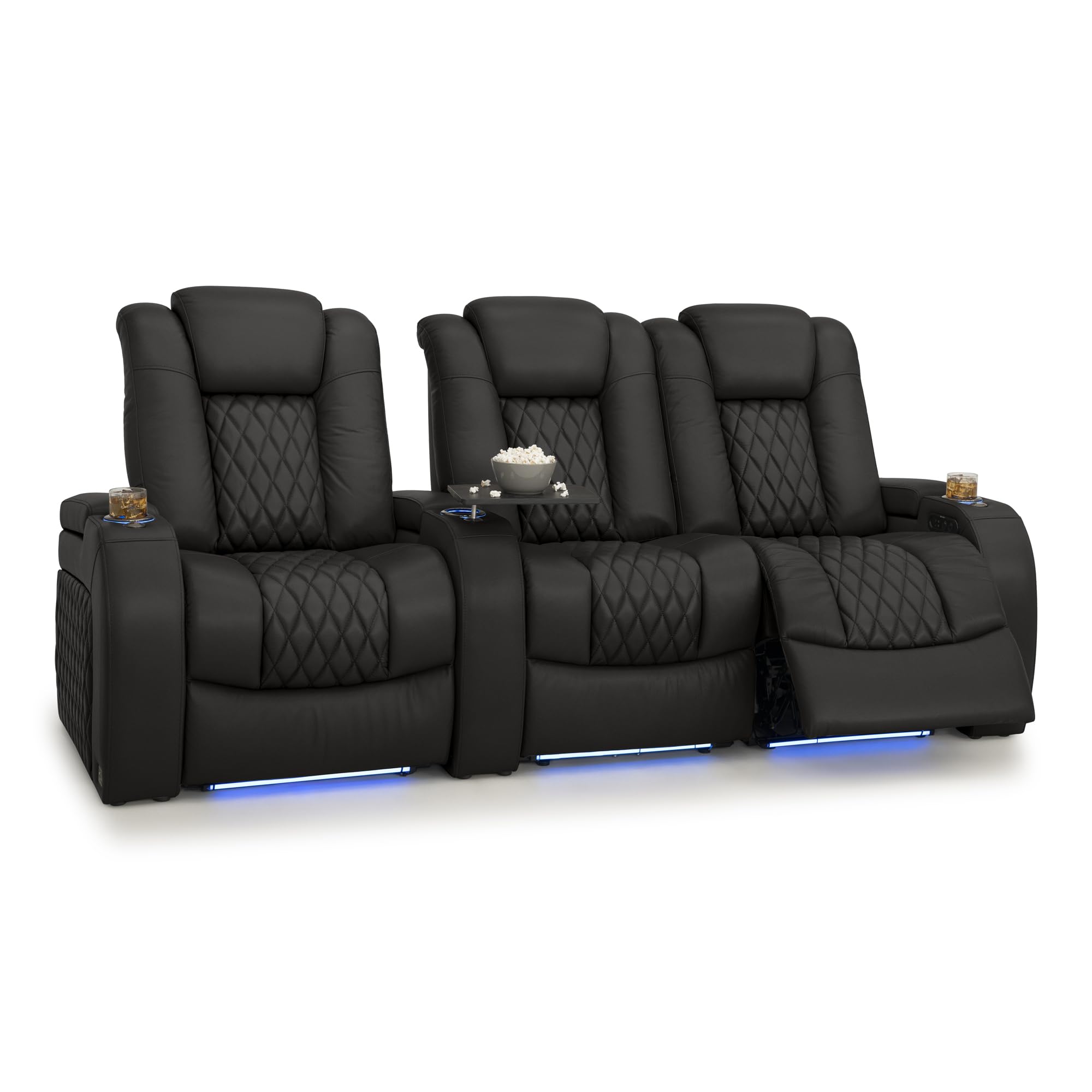 Seatcraft Diamante Home Theater Seating Black Row of 3 Right Loveseat
