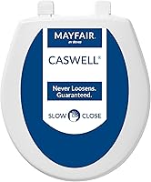 Mayfair Caswell Slow Close Round Toilet Seat, Durable Plastic Whisper Close Hinges, Stay-Tite, Made in USA, White