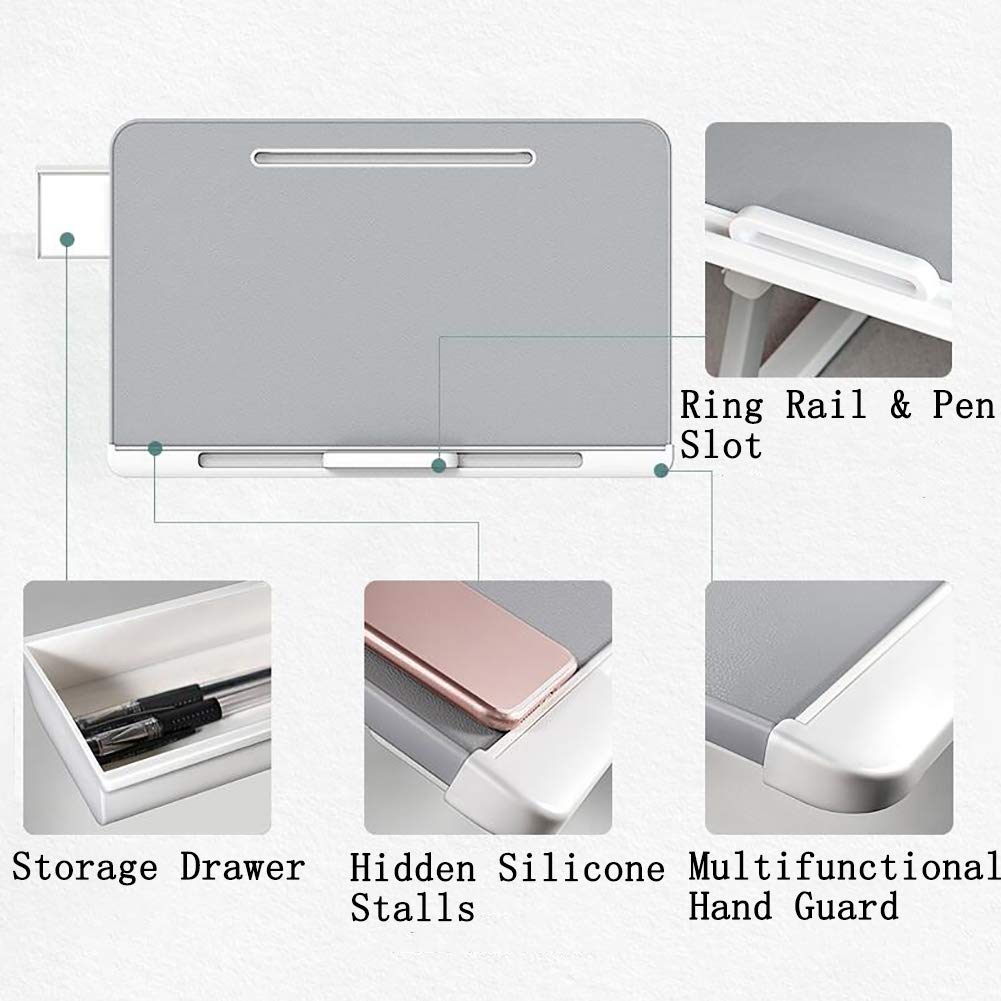 Support Pc Portable avec Tiroirs De Rangement,Stand Bureau Portable,Table D'ordinateur Portable Réglable,pour Canapé, Livre, Magazine Et Petit Déjeuner