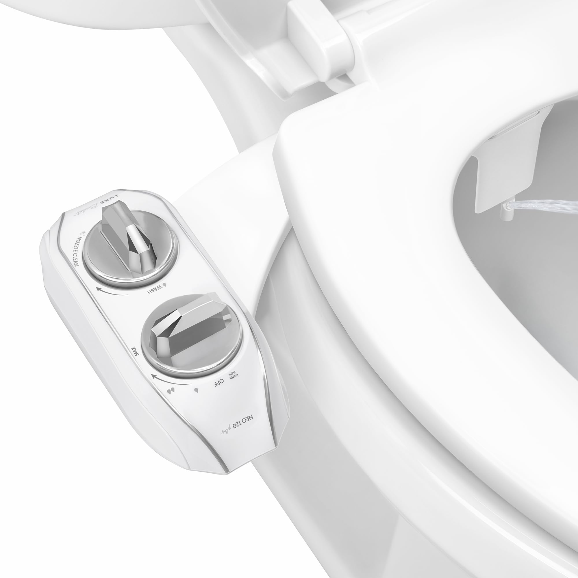 Luxe Bidet Chrome Neo 120 Plus – Next-Generation Bidet Toilet Seat Attachment With Innovative Ez-Lift Hinges And 360° Self-Cleaning Mode (Chrome)
