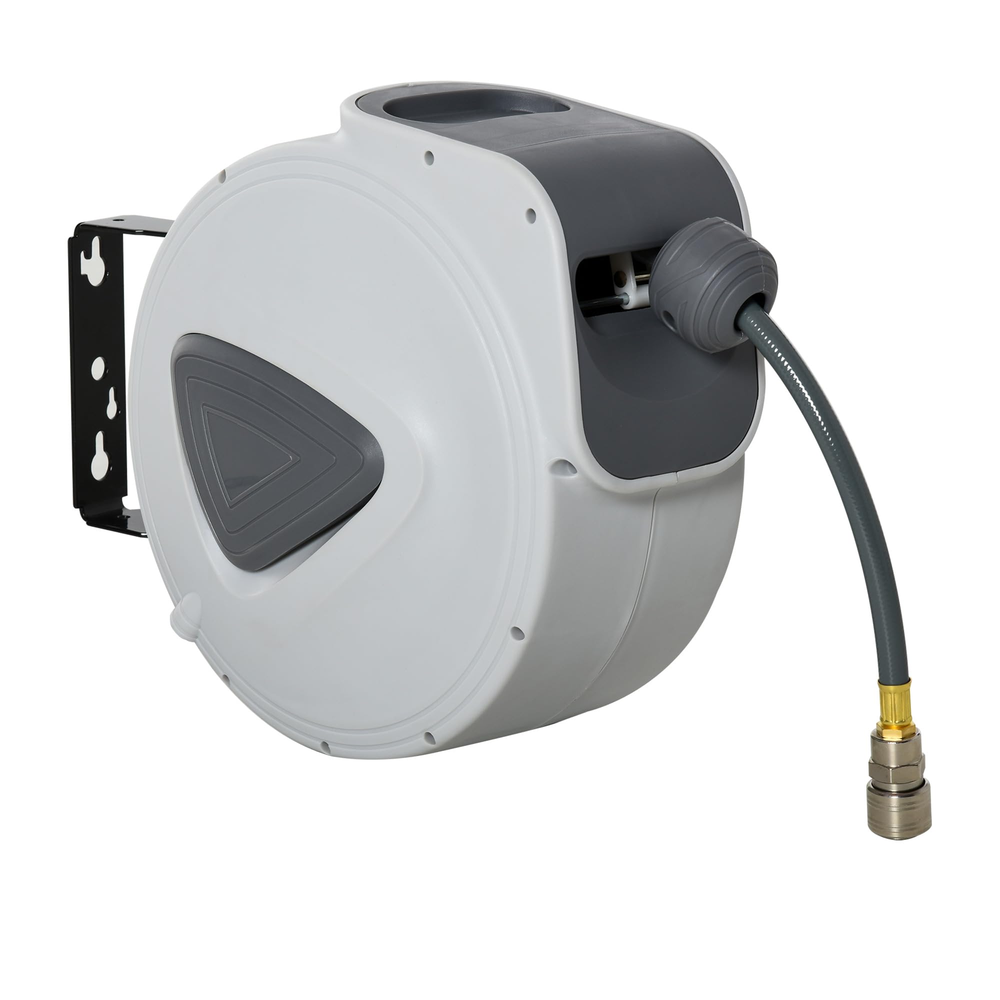 DURHAND Retractable Air Hose Reel Wall Mount Auto Rewind 15m+140cm Grey | Hose-Reel, 3/8" 9.5mm Diameter, 1/4" BSP Connector