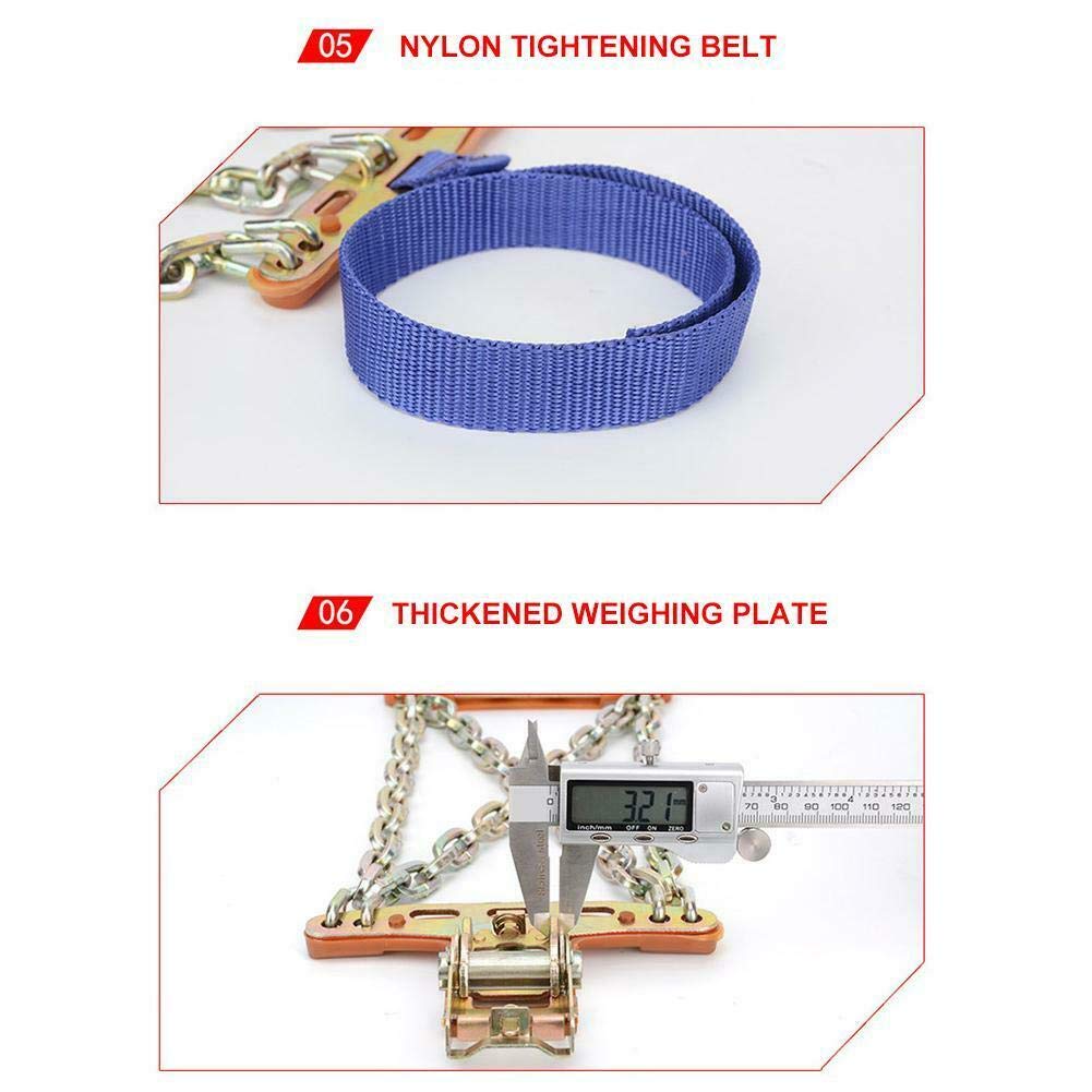 Riloer Catene da neve per auto, catena da neve per pneumatici auto, catena antiscivolo per camion leggeri SUV ATV inverno universale pneumatici catene di sicurezza adatte per strada ghiacciata,
