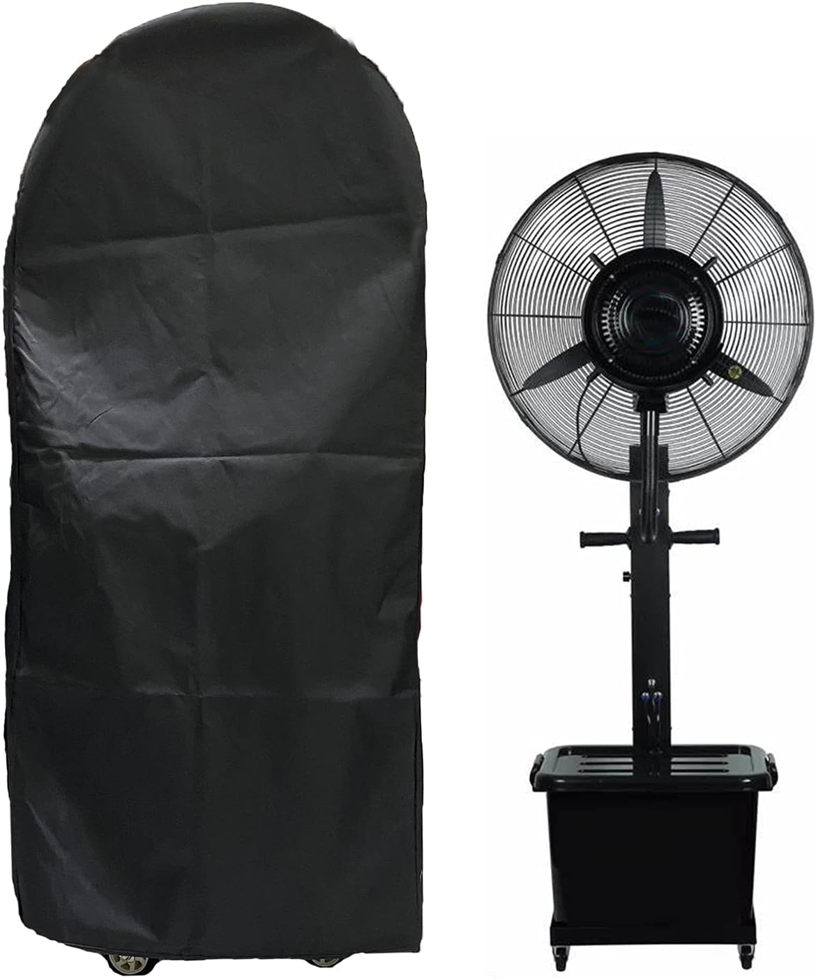 J&C Fan Cover 420D Misting Fan Cover Waterproof Spray Cooling Fan Cover Industrial Fan Dust Cover Outdoor Water Misting Fan Covers Patio Water Tank Electric Fans Case Heavy Duty Large (No Fan