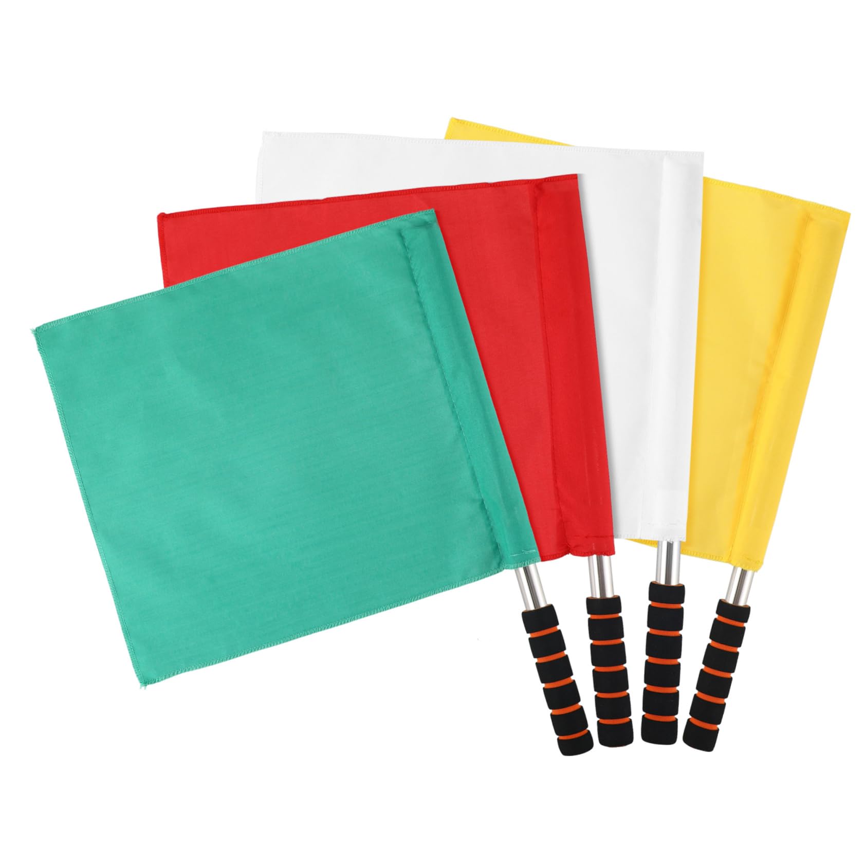 Abaodam 4Pcs Hand Signal Flags Durable Waving Flags with Stainless Steel Pole Comfortable Grip for Referees Football Games Yellow Red Green White
