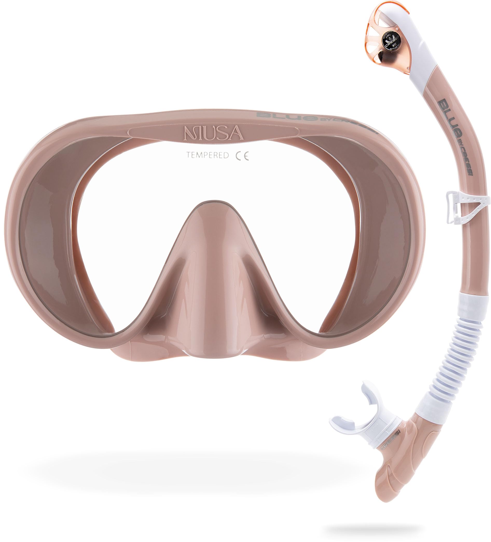 CRESSI Musa+Scilla Combo Almond - Adult Combo Set Musa Snorkeling Mask and Scilla Snorkel, Almond, One Size