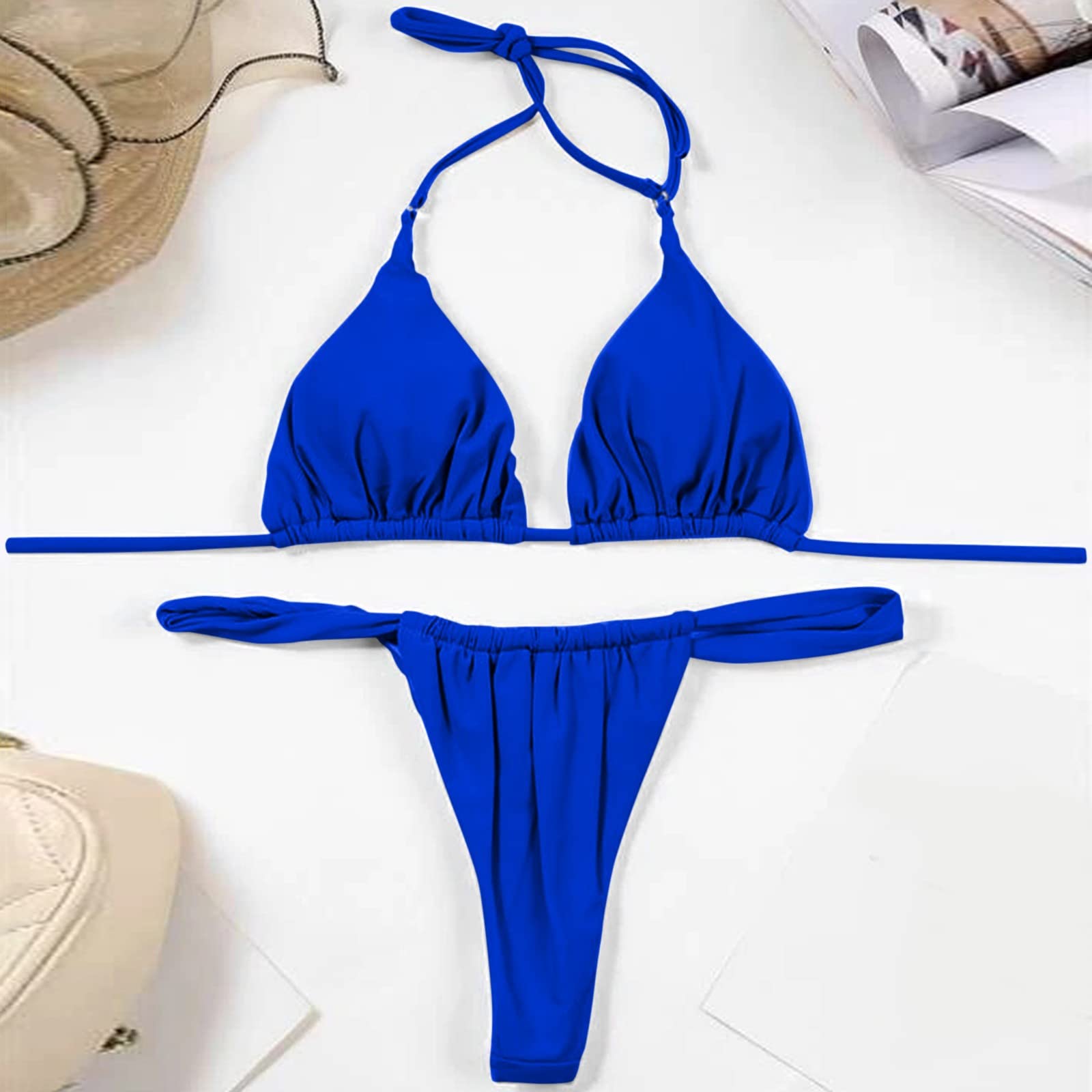 Generico Dwucz??ciowy str?j k?pielowy dla kobiet, dwucz??ciowy wysoki stan, biustonosz wpukl??ony, bikini top, seksowana kontrola brzucha, zestaw bikini, stringi brazylijskie, perizoma, wysoka talia