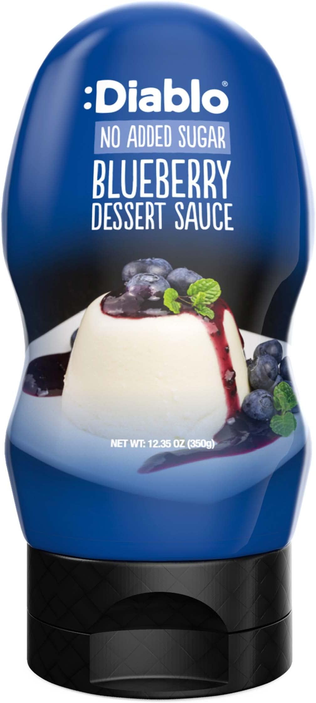 Diablo No Added Sugar Dessert Sauce Blueberry – Guilt-Free Dessert Topping, Vegetarian Friendly Flavoring & Drizzle Syrup for Waffle, Pancake, Cereal, Cake, Ice Cream & More, 350g, 12.35oz - 1 Pack
