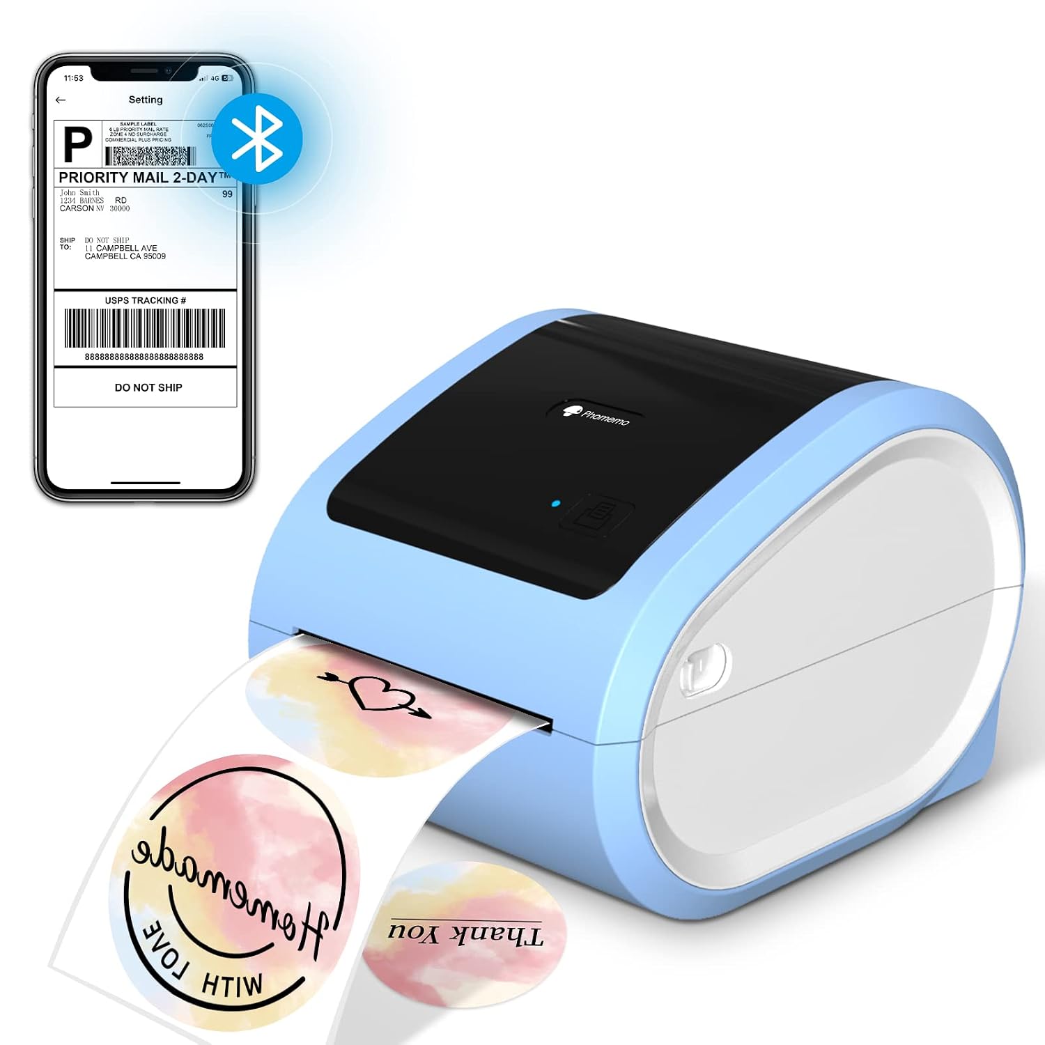 Phomemo Bluetooth Shipping Printer Thermal Label Printer 4x6 Printer for Small Business & Packages, Barcode, Address Label