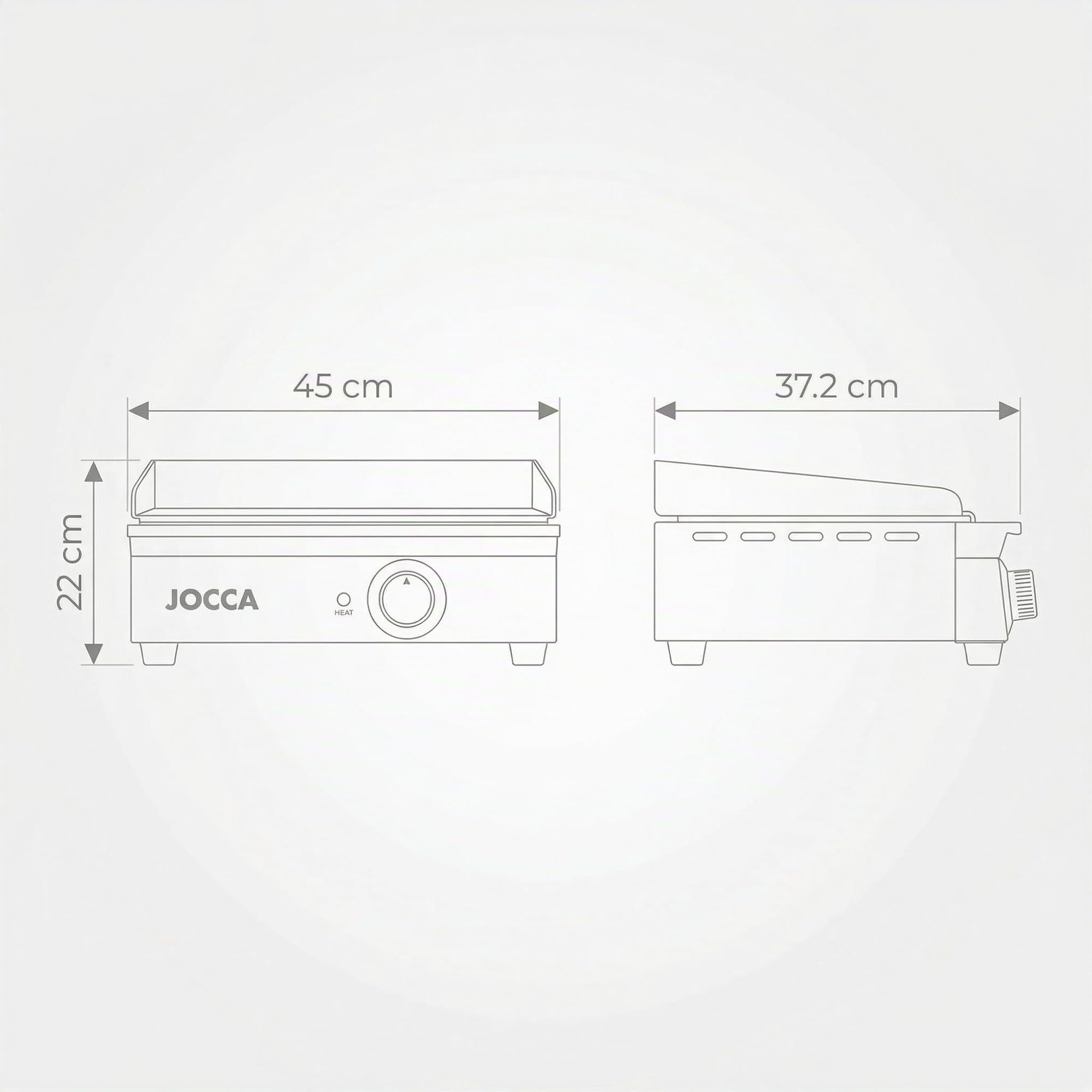 Jocca Elektrische Grillplatte Teppanyaki 39,6 x 26 cm Edelstahl Temperaturregelung 50-300°C