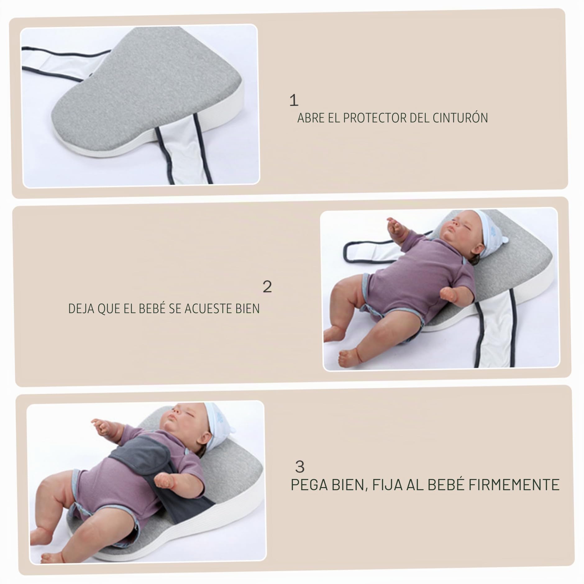 Almohada de cuña para bebés para recién Nacido, Almohada Anti -reflujo de bebé con cinturón de Cintura, cojín de Soporte Infantil de Espuma de Memoria Suave para Dormir o alimentarse