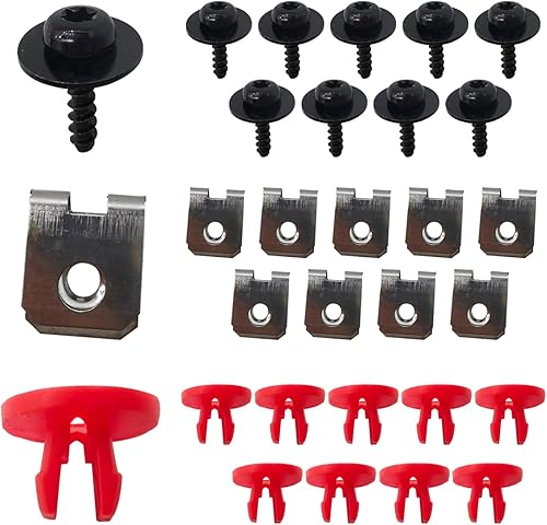 Miniatura 1 de UGSHY 30 tornillos de protección contra salpicaduras para motor de automóvil, forro de guardabarros de motor de chasis, repuesto de perno deflector